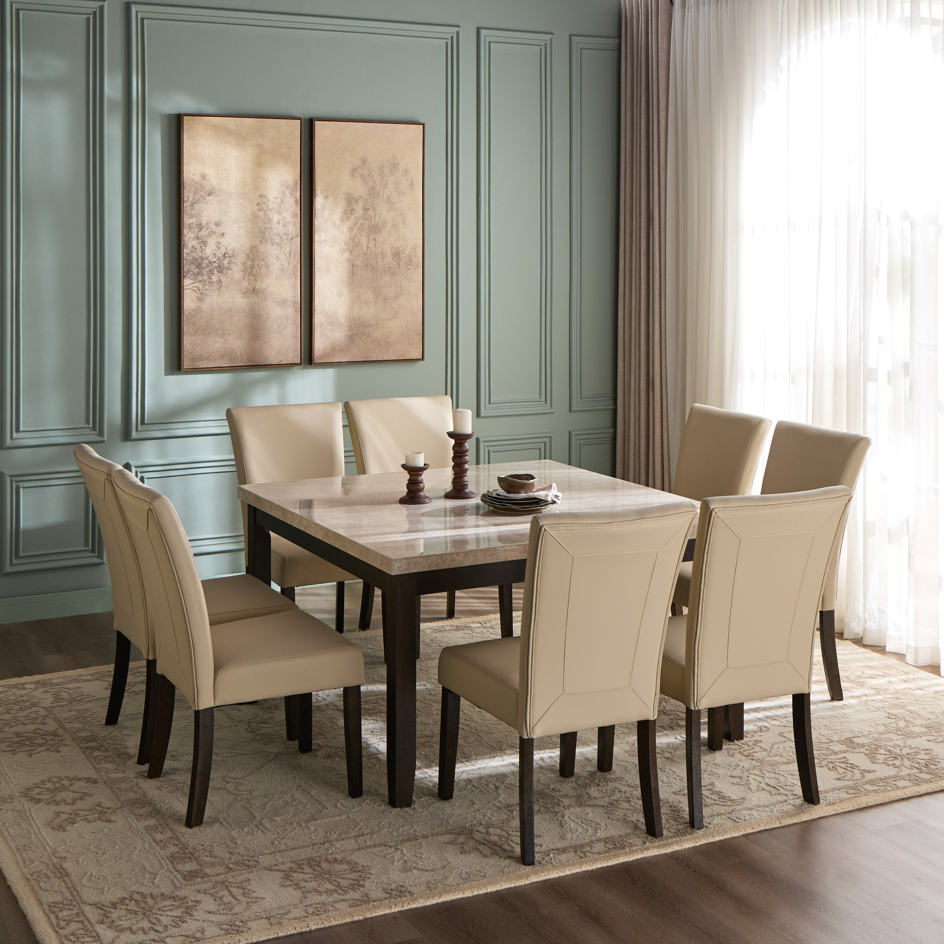 Ken 8-Seater Marble Top Dining Set