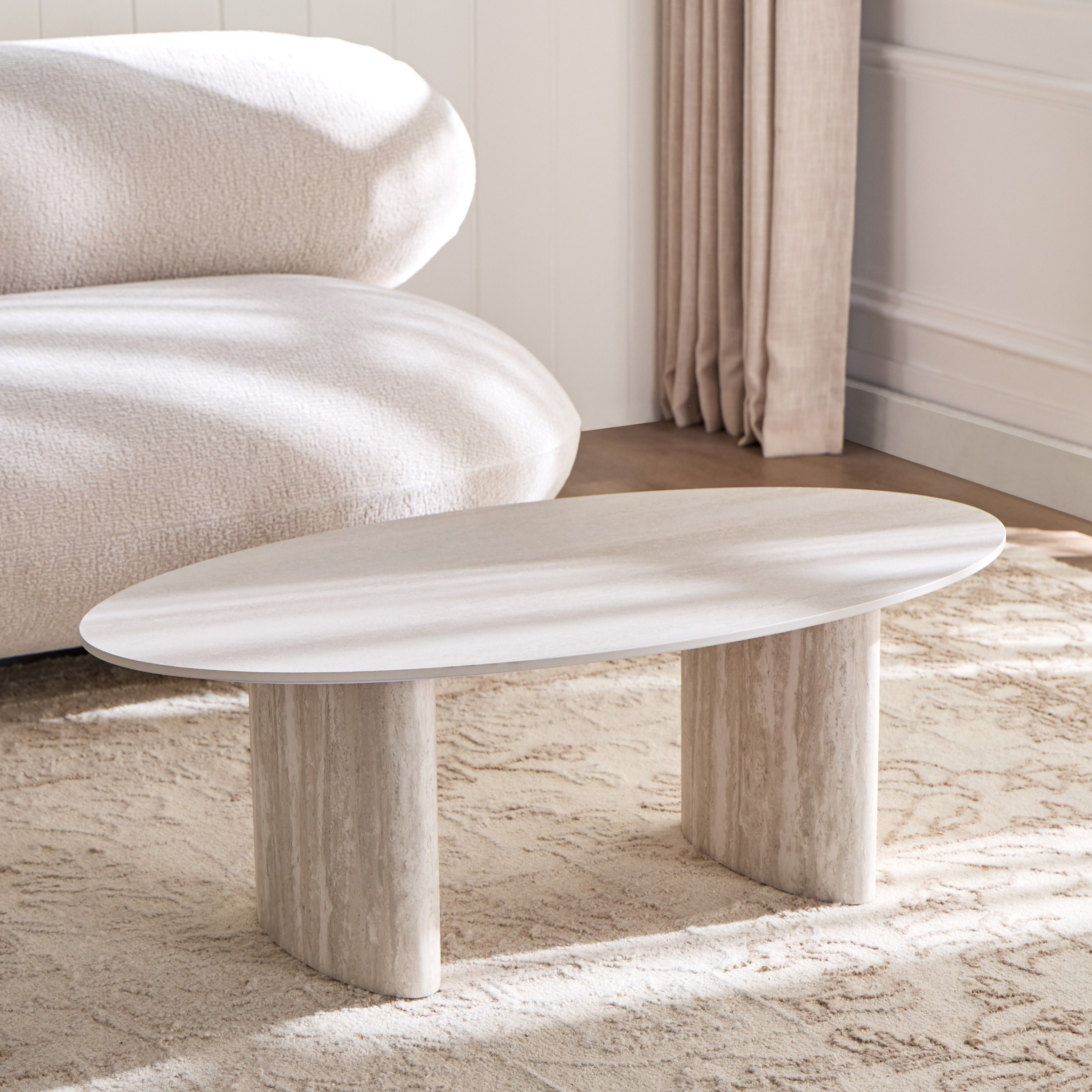 Devon Travertine Top Coffee Table