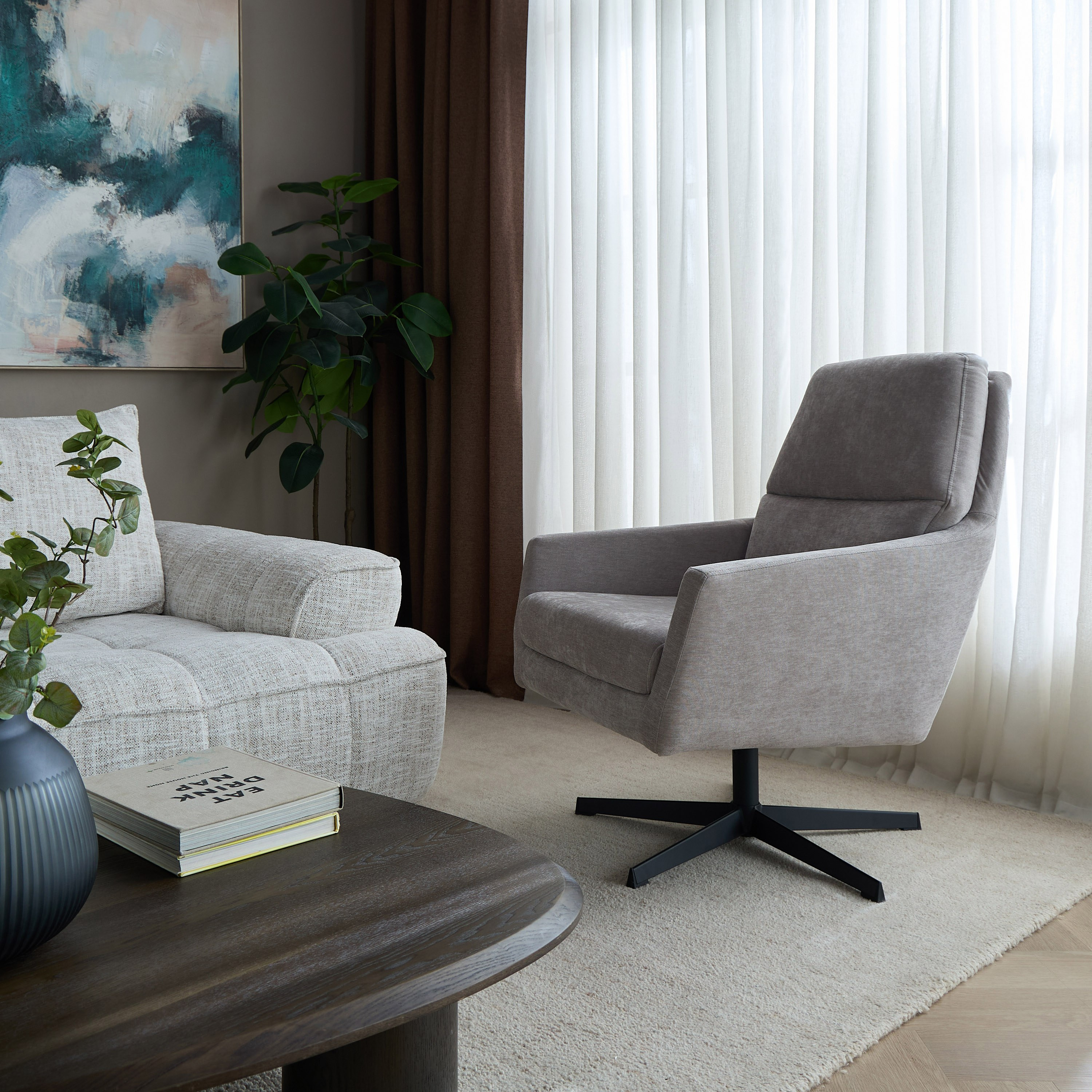 Dunbar Fabric Swivel Armchair-furniture-sofaandseating-armchairs-image-8