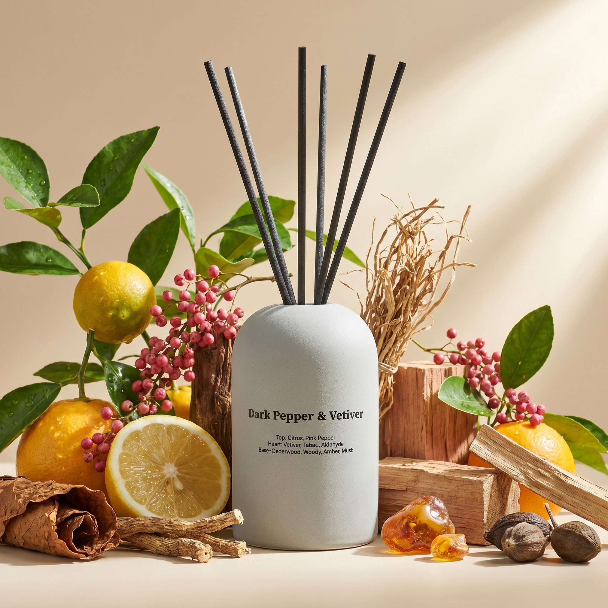 Lumen Dark Pepper and Vetiver Ceramic Reed Diffuser - 150 ml-household-homefragrance-reeddiffusers-image-1
