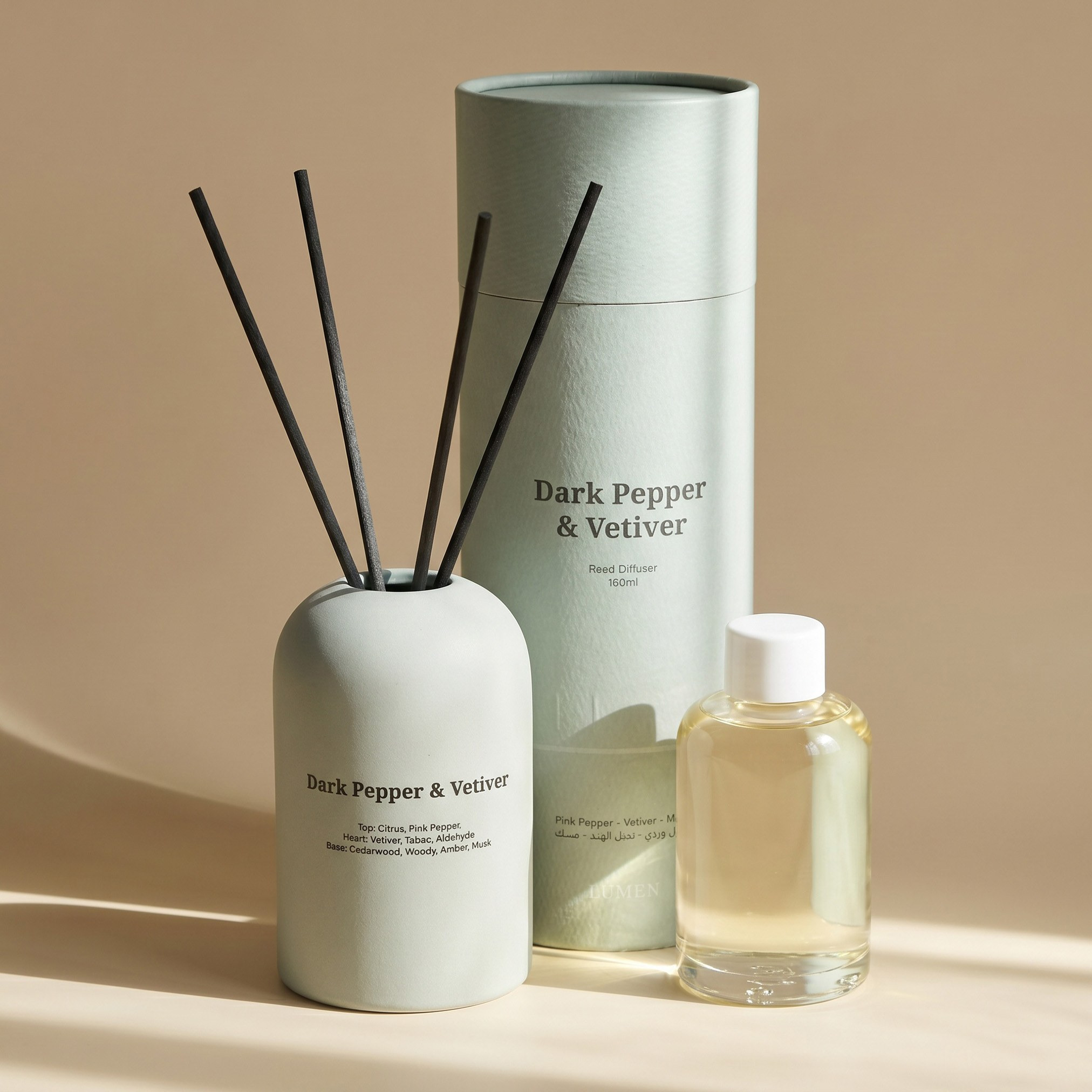 Lumen Dark Pepper and Vetiver Ceramic Reed Diffuser - 150 ml-household-homefragrance-reeddiffusers-image-2