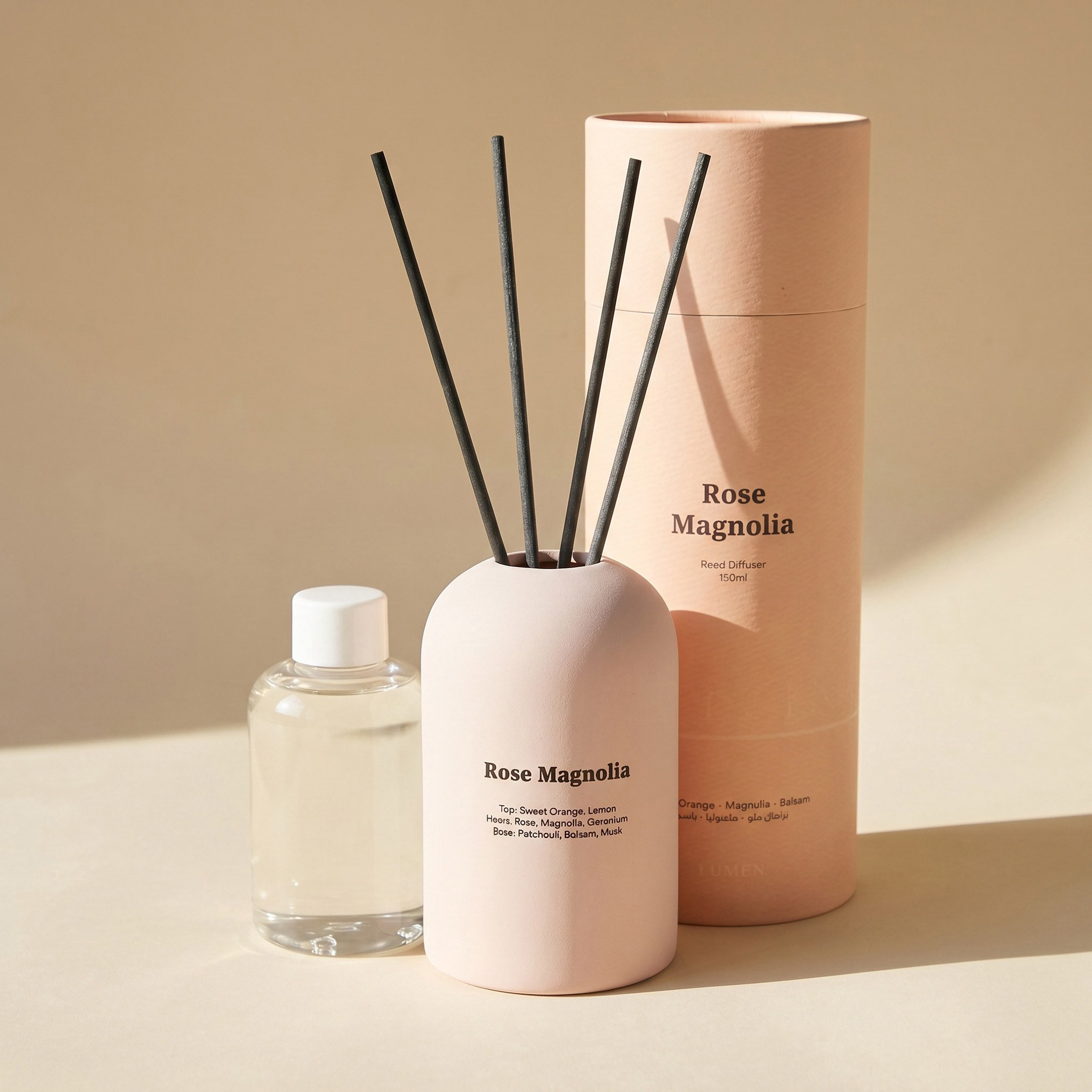 Lumen Rose Magnolia Ceramic Reed Diffuser - 150 ml-household-homefragrance-reeddiffusers-image-1