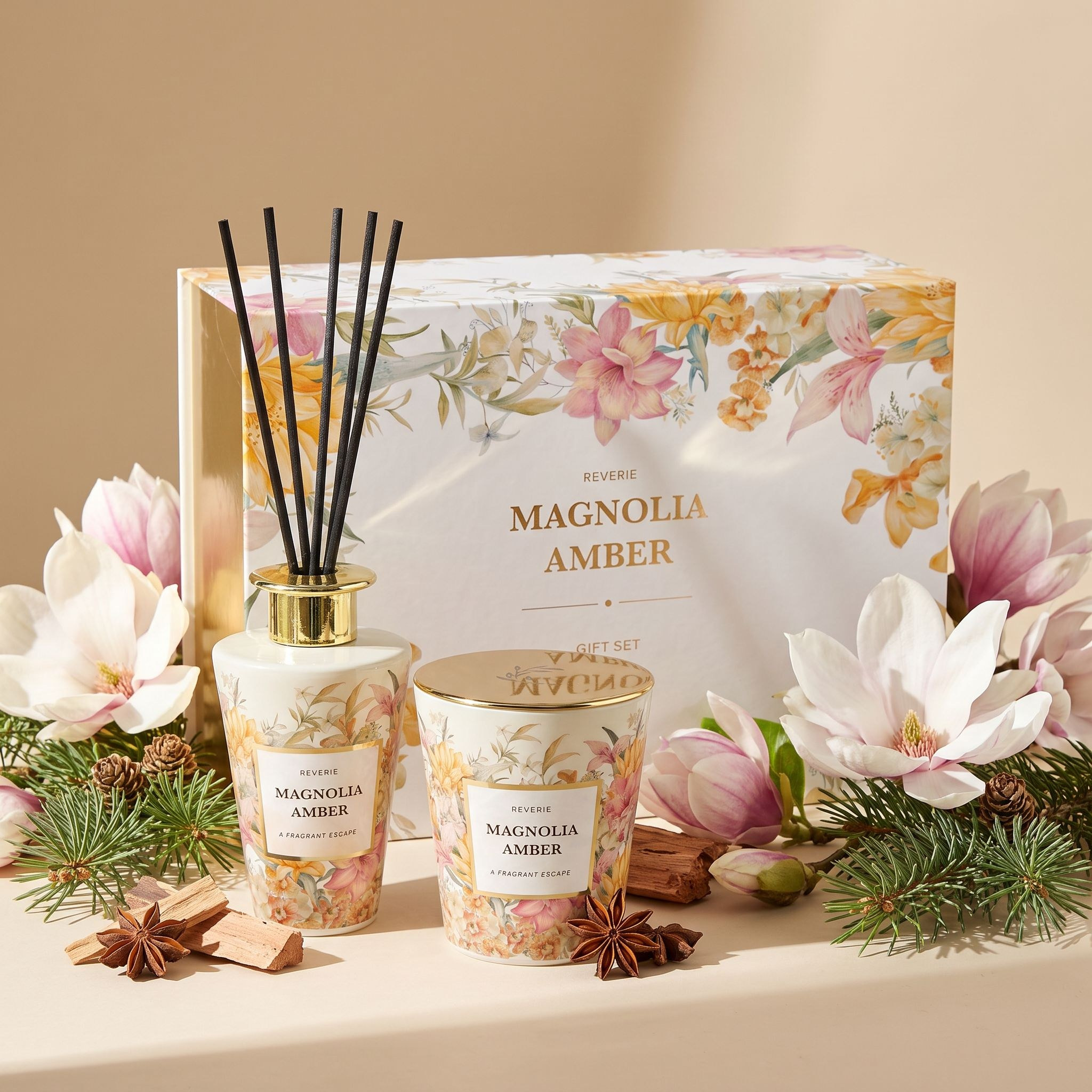 طقم هدايا ريفيري ماغنوليا أمبر - قطعتين-household-homefragrance-fragrancegiftset-image-1