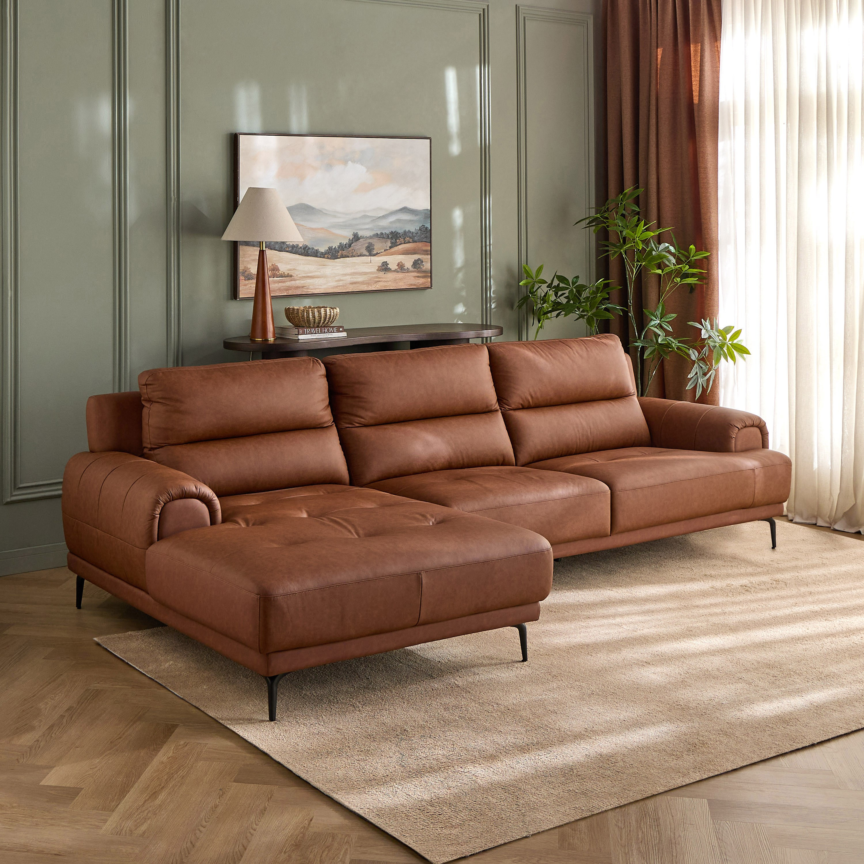 Huddle 4-Seater Half Leather Left Corner Sofa