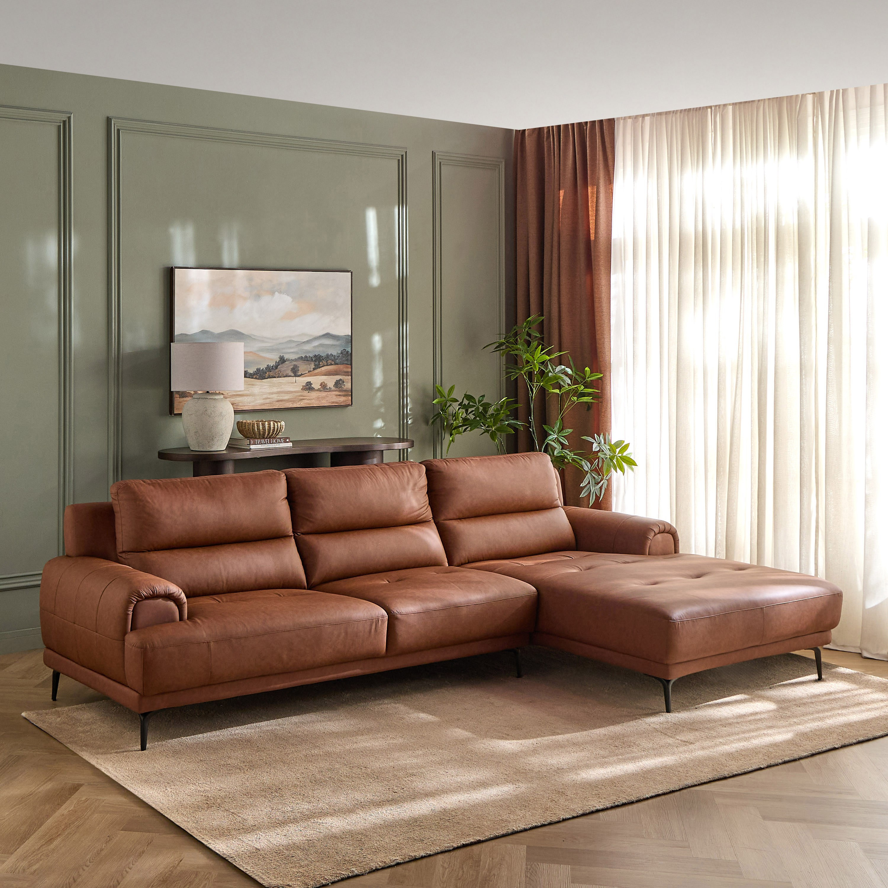 Huddle 4-Seater Half-Leather Right Corner Sofa