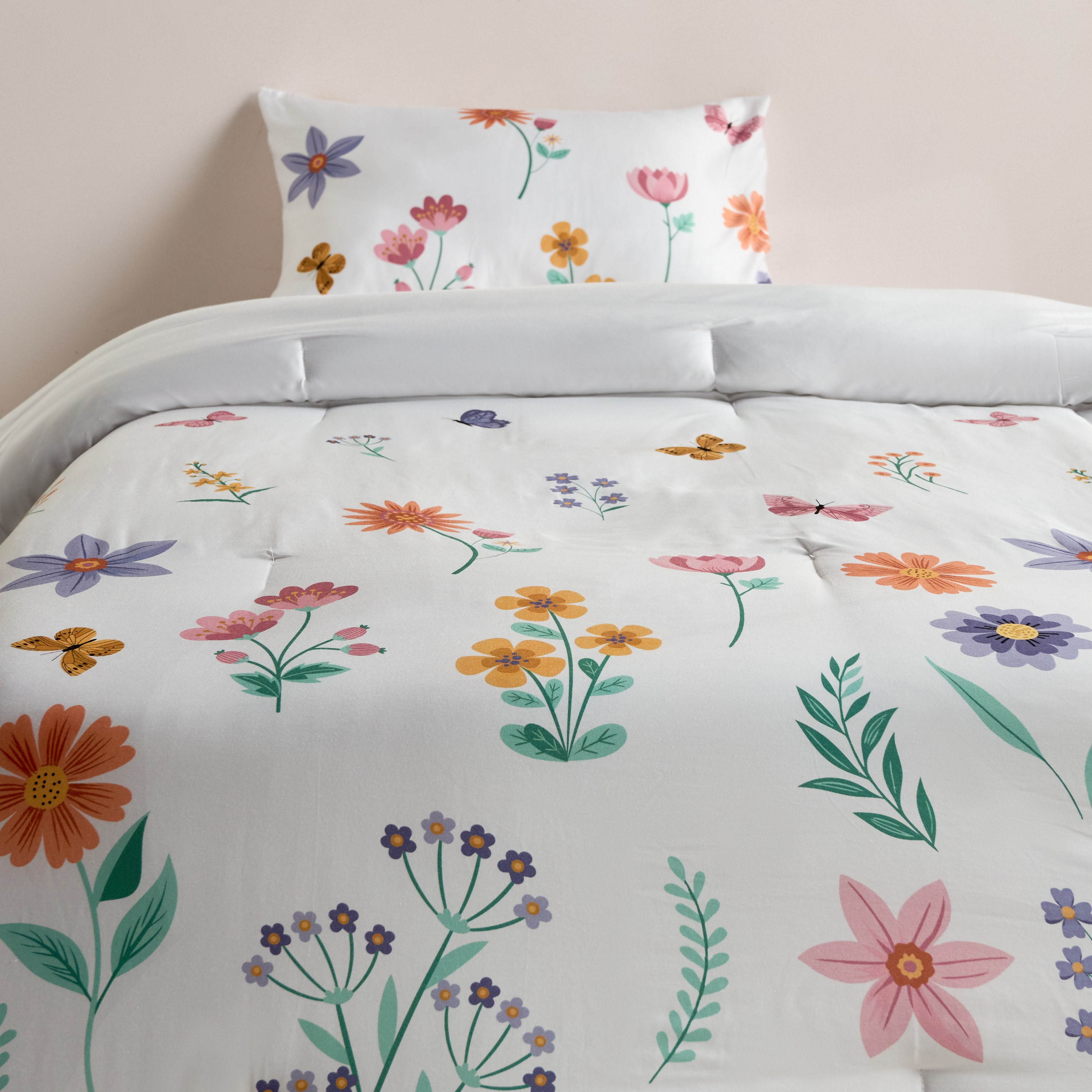 Cherry Blossom Cotton Printed 200 Thread Count 2-Piece Full Comforter Set - 160x220 cm-kids-beddingandwindows-bedding-comforters-image-2