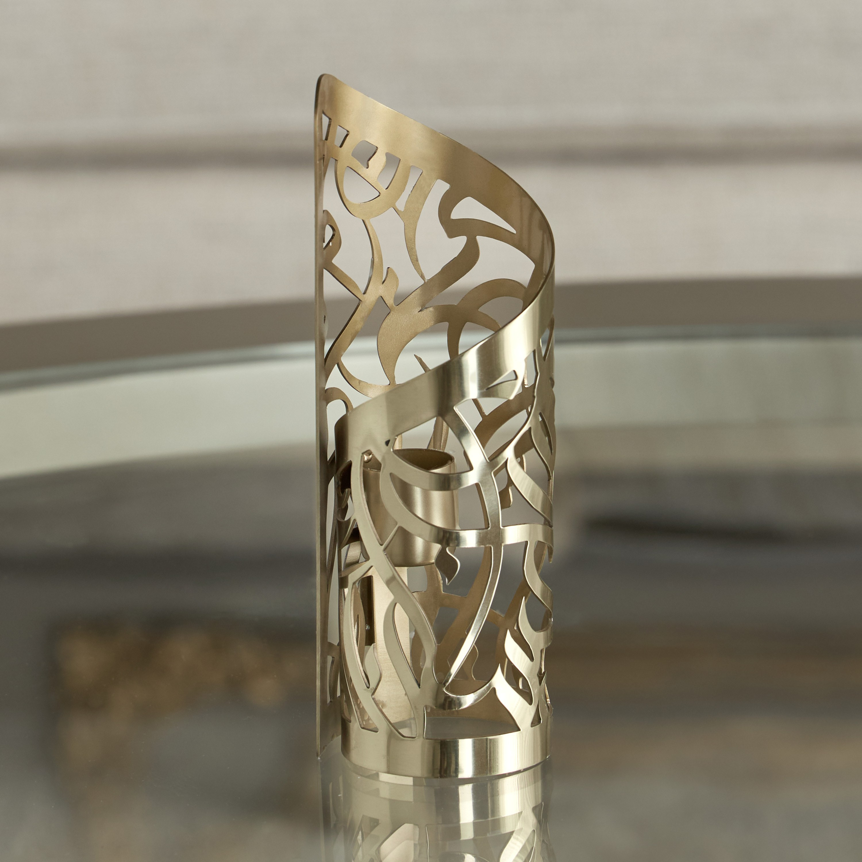 Diaa Allam-Ehsan Stainless Steel Taper Candleholder - 16 cm-household-decor-candleholdersandlanterns-image-3