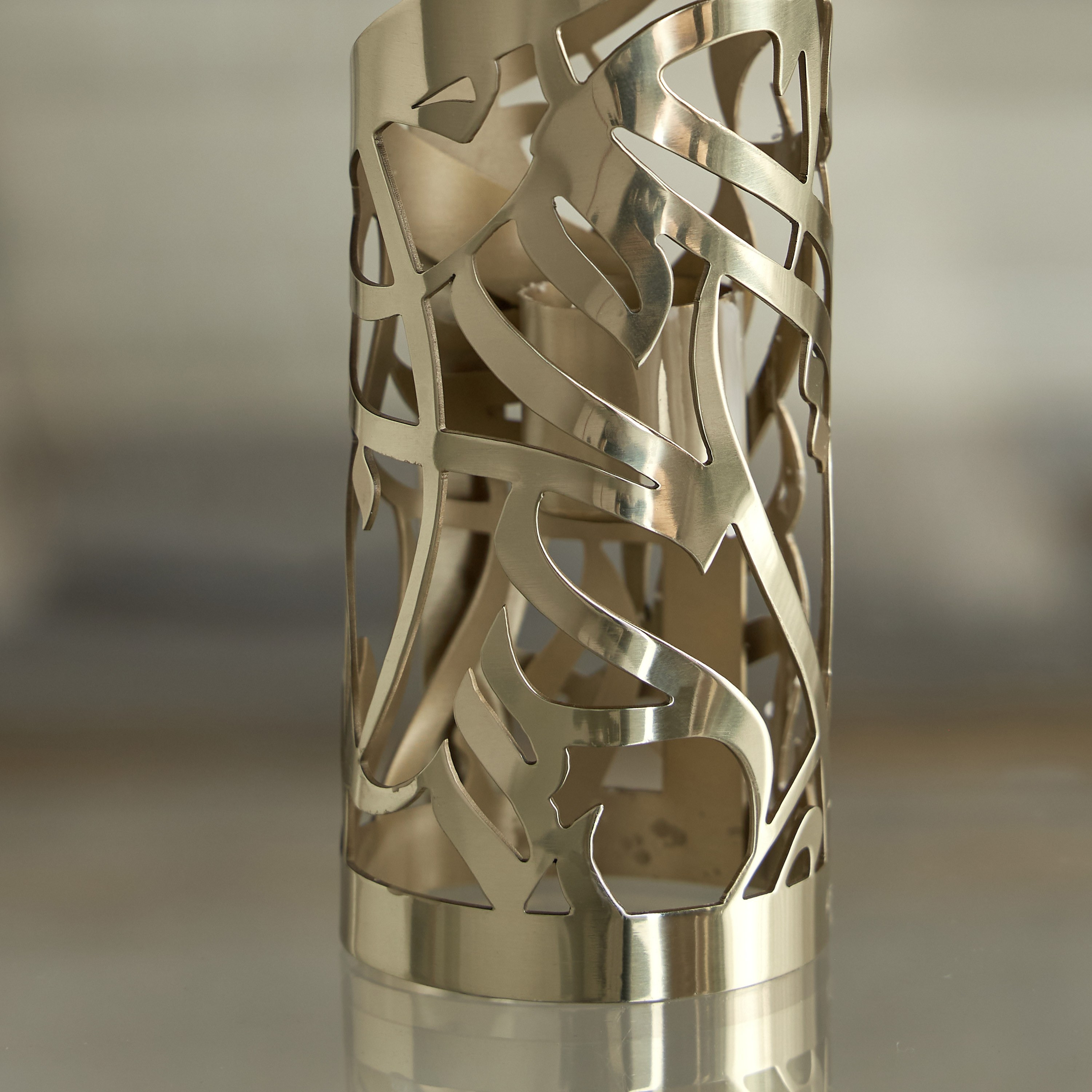 Diaa Allam-Ehsan Stainless Steel Taper Candleholder - 16 cm-household-decor-candleholdersandlanterns-image-4