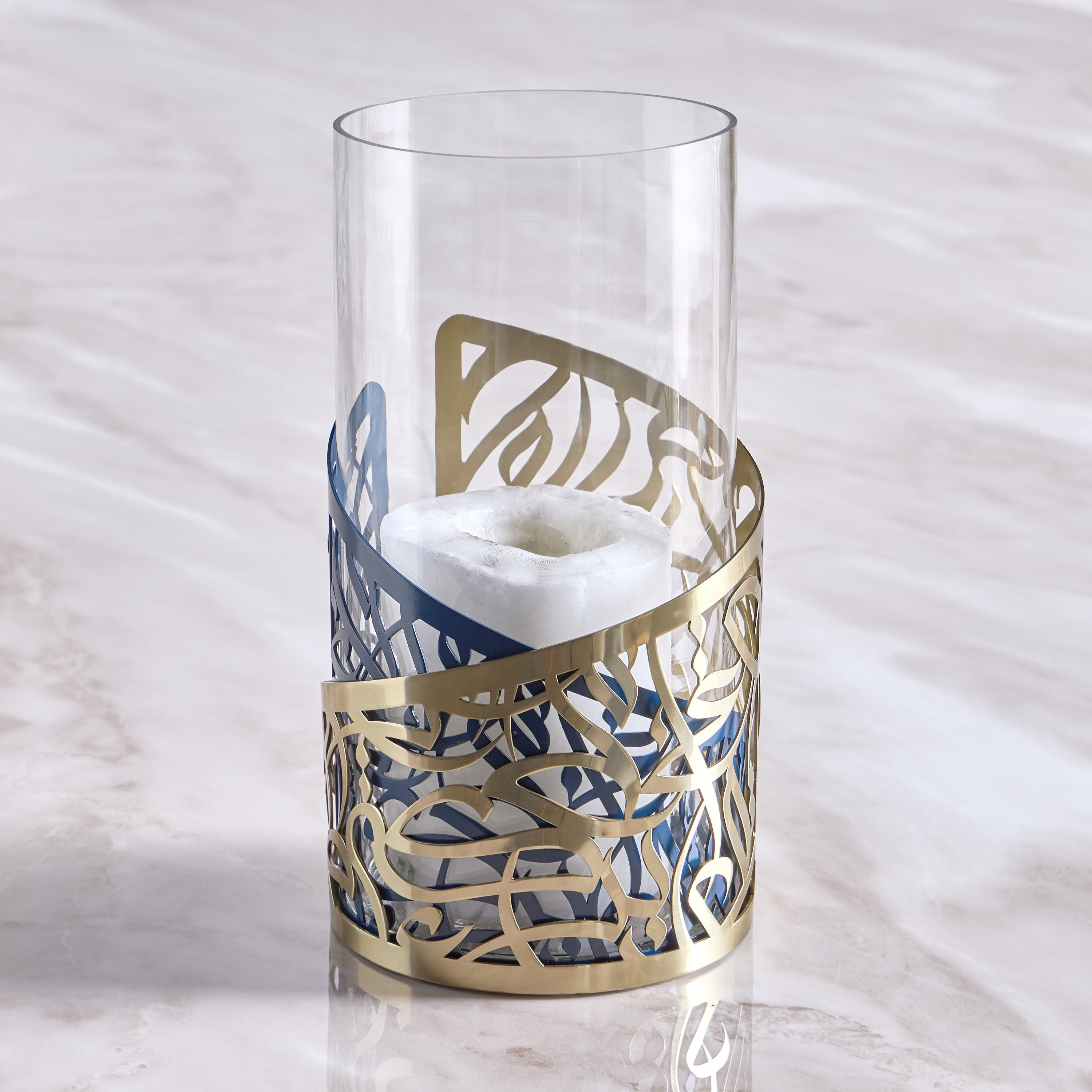 Diaa Allam-Ehsan Stainless Steel Hurricane Candleholder - 30 cm-household-decor-candleholdersandlanterns-image-1