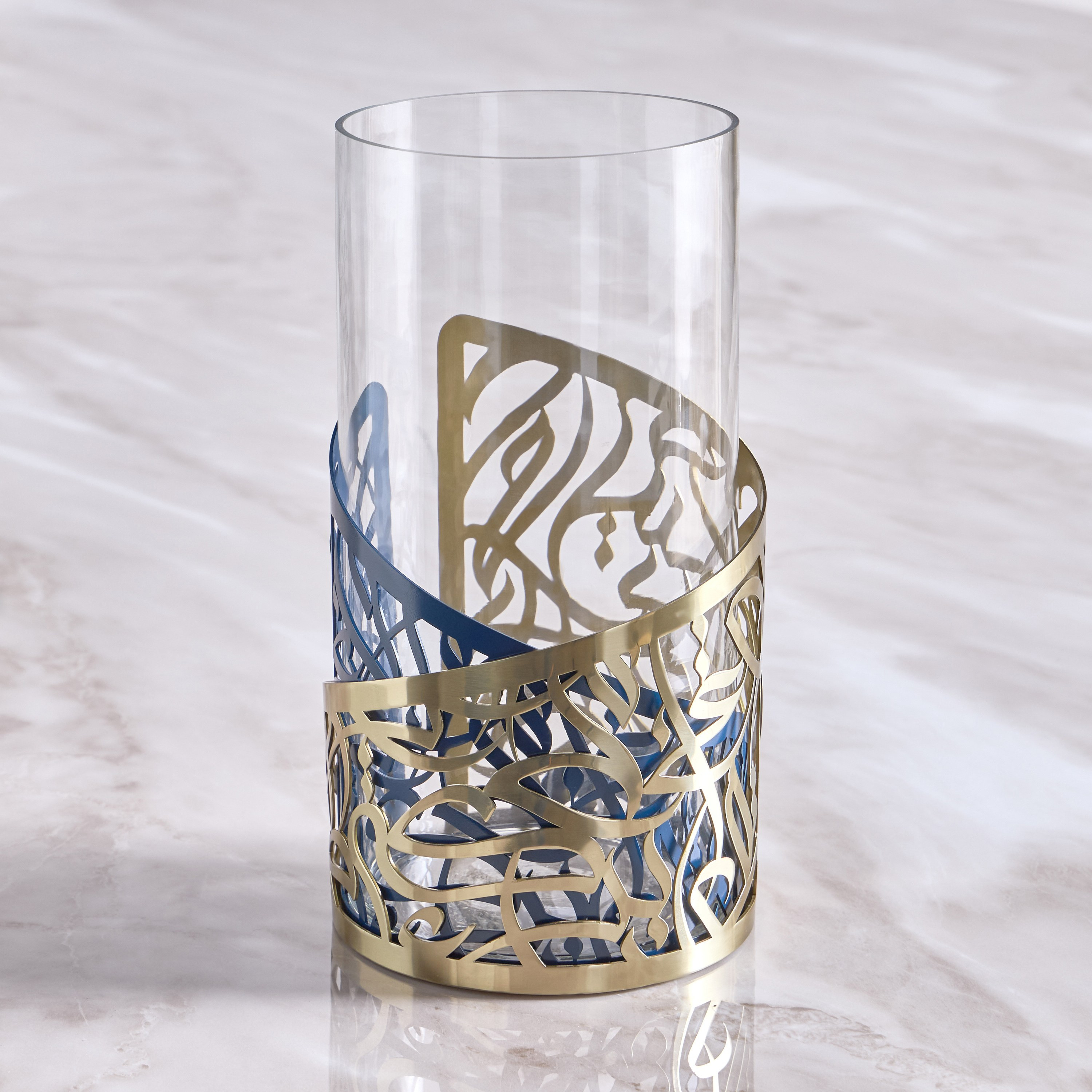 Diaa Allam-Ehsan Stainless Steel Hurricane Candleholder - 30 cm-household-decor-candleholdersandlanterns-image-3