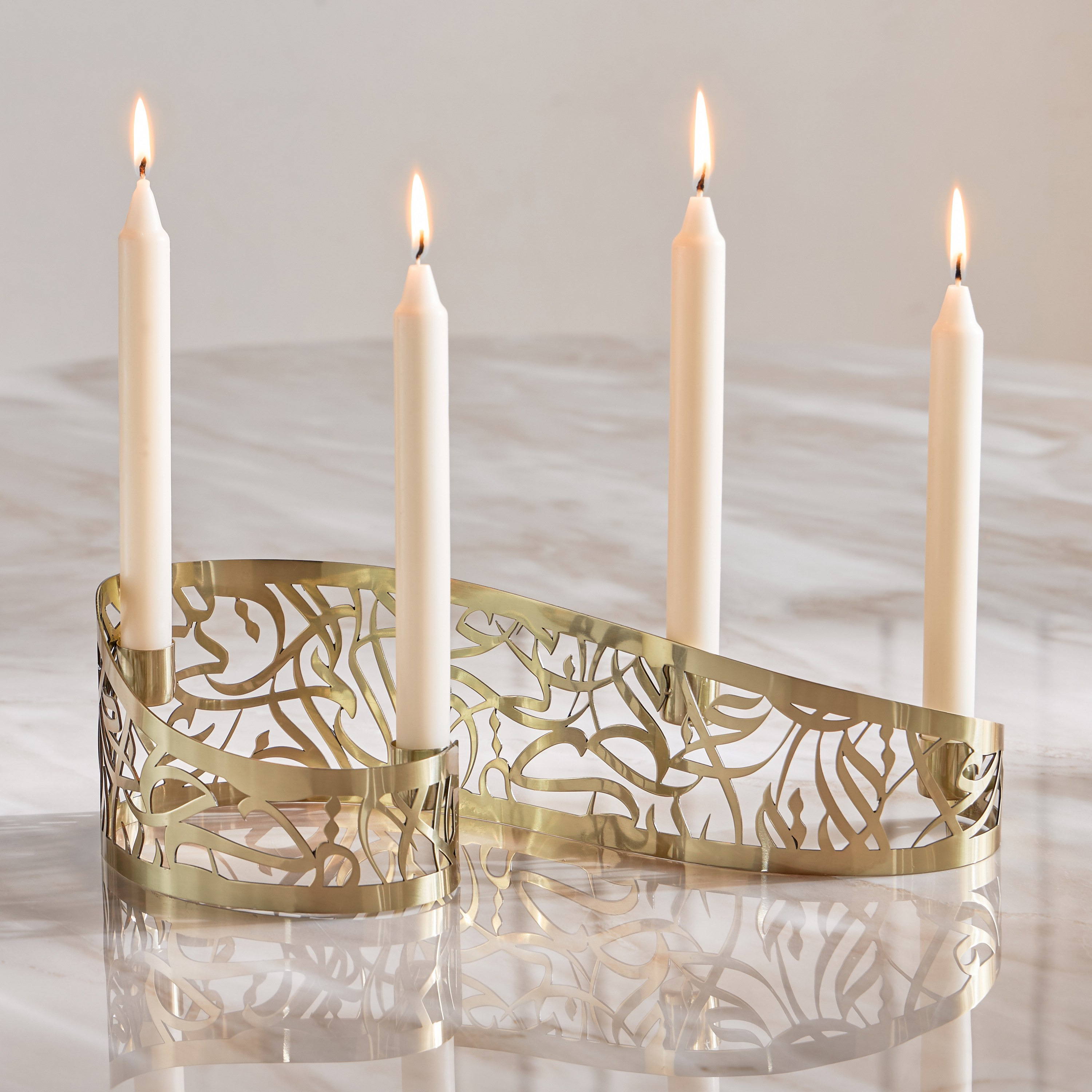Diaa Allam-Ehsan Stainless Steel Taper Candleholder - 10 cm-household-decor-candleholdersandlanterns-image-2
