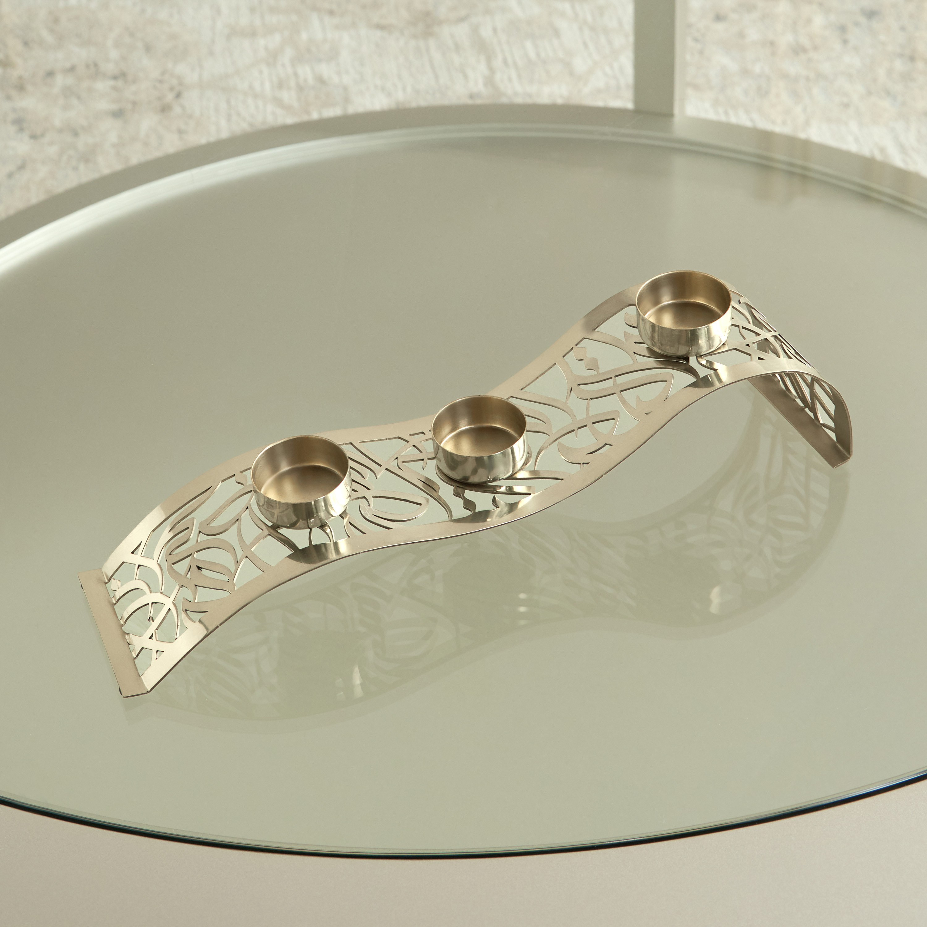 Diaa Allam-Ehsan 3-Arm Metal Tealight Candle Runner - 10 cm-household-decor-candleholdersandlanterns-image-3