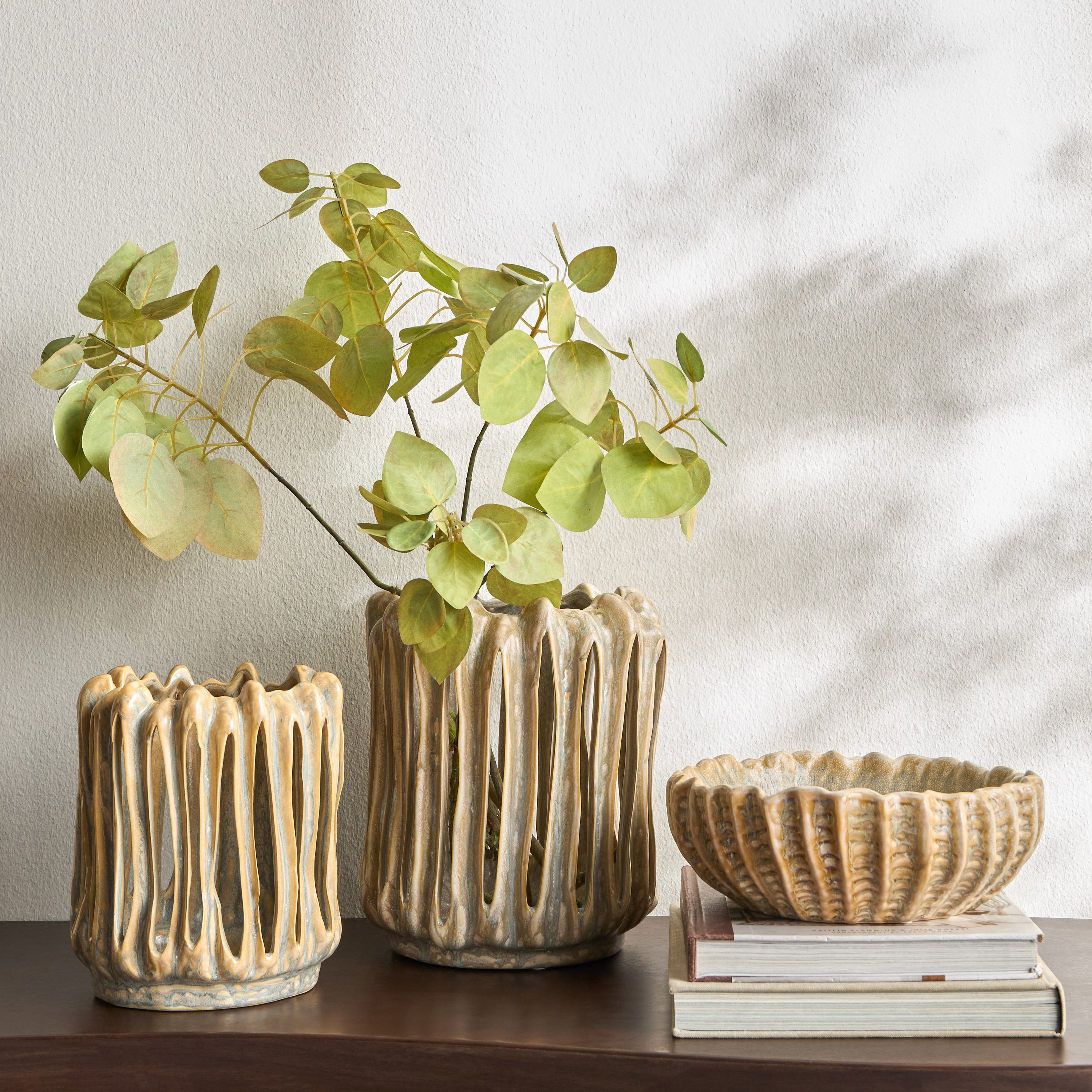 Dara Glazed Ceramic Hurricane Candleholder - 23 cm-household-decor-candleholdersandlanterns-image-3