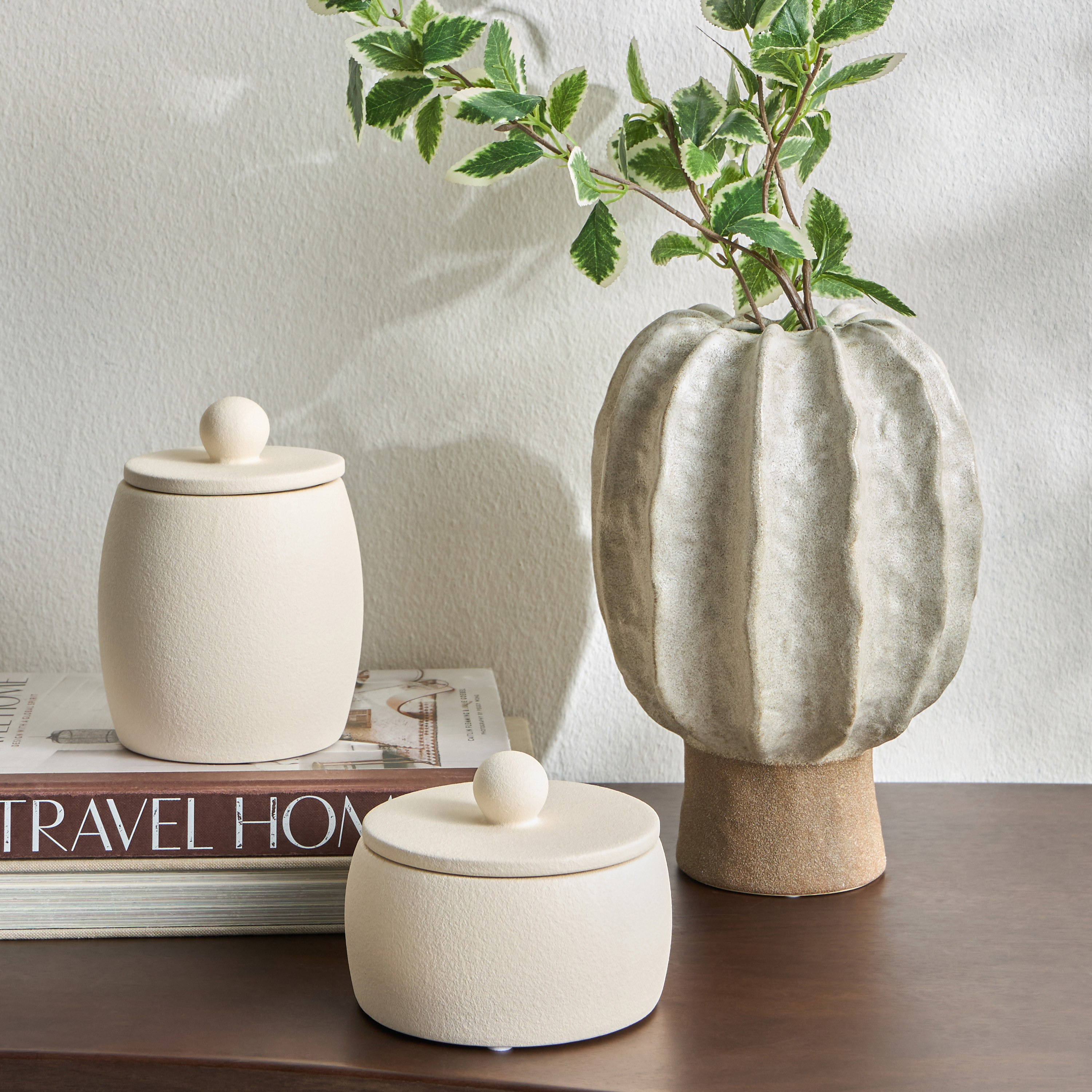 Liora Ceramic Decorative Jar - 12 cm-household-decor-boxesandtrays-image-4
