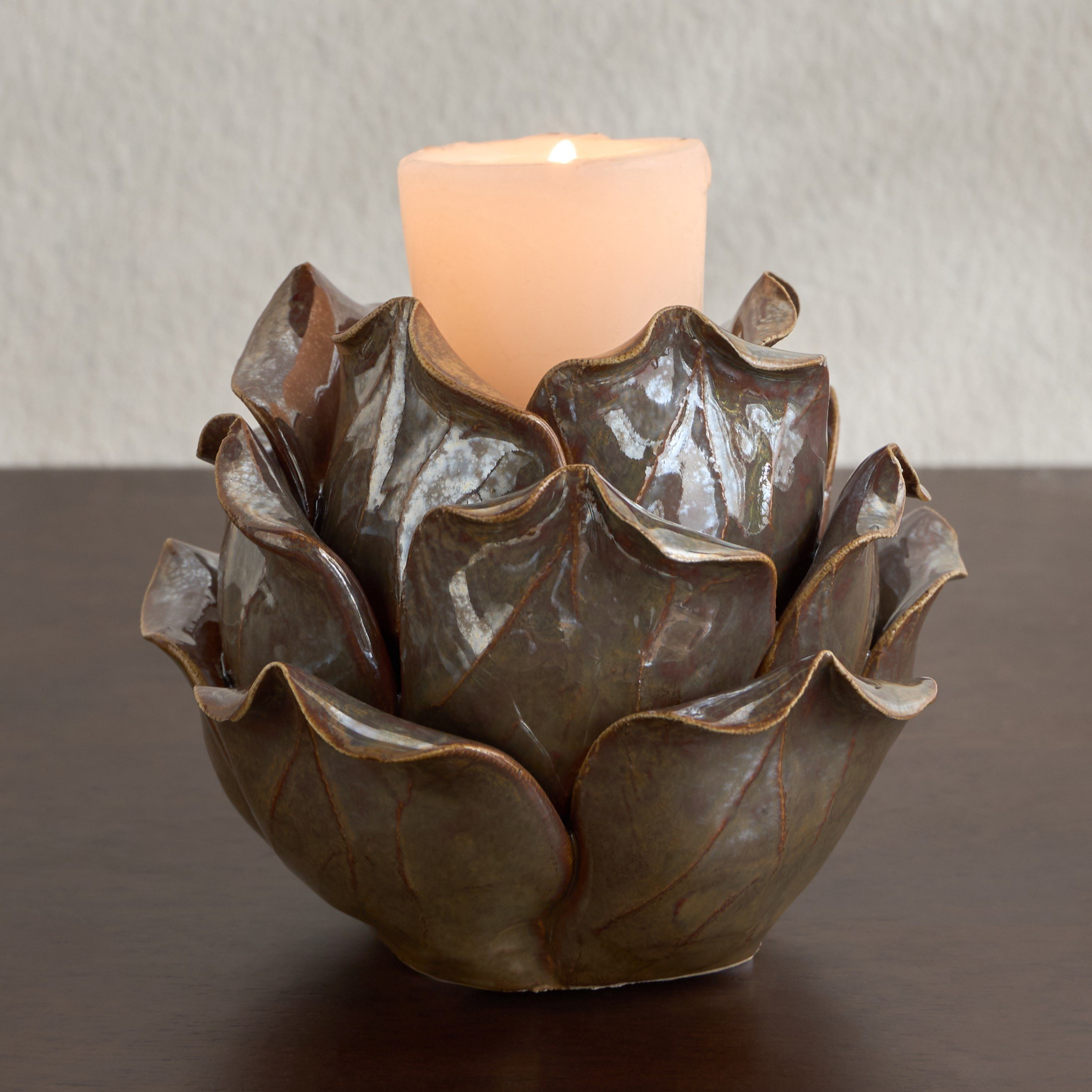 حامل شموع رفيعة بتصميم زهري لامع - دارا - 10 سم-household-decor-candleholdersandlanterns-image-2