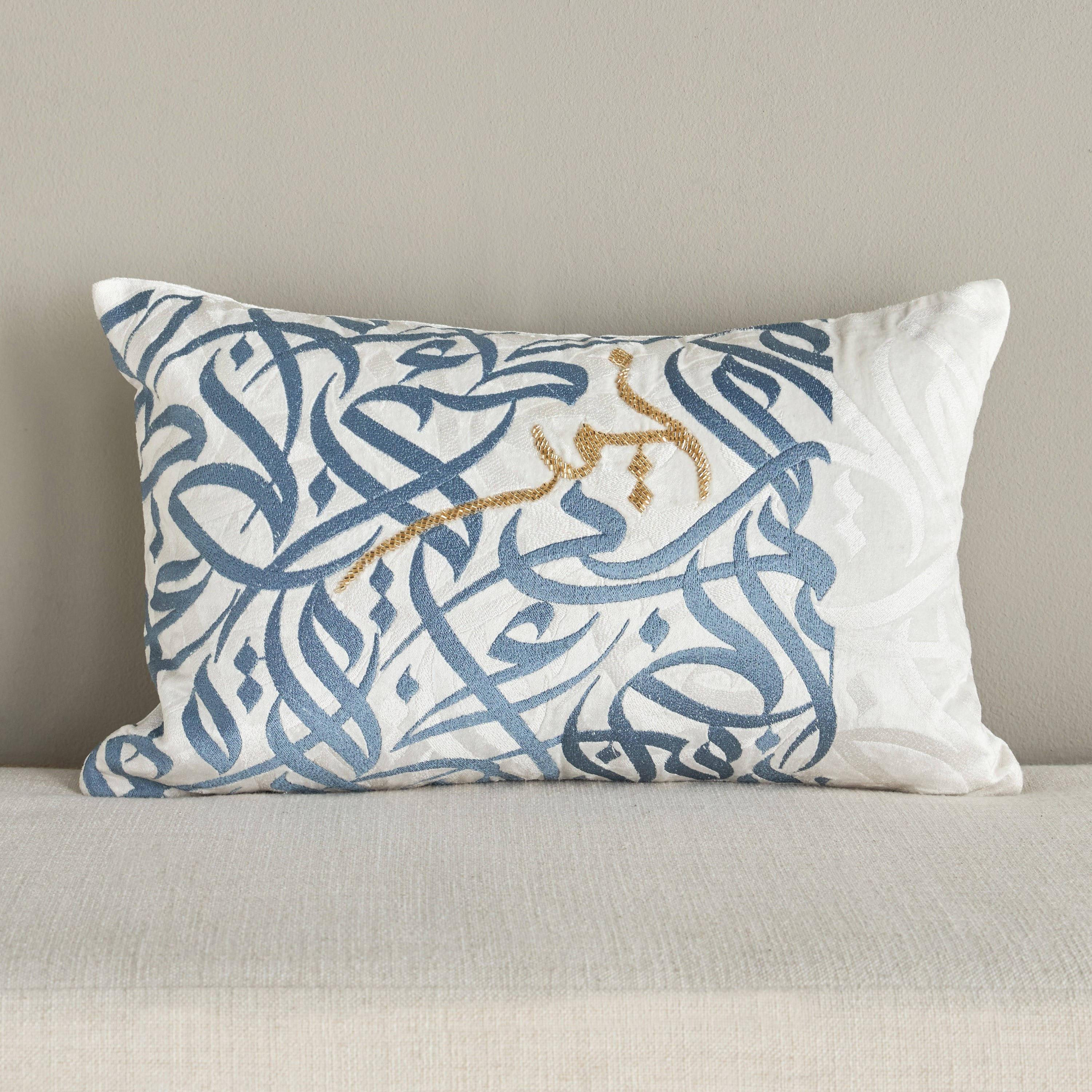 Diaa Allam-Ehsan Embroidered Filled Cushion - 30x50 cm-household-cushionsandthrows-filledcushions-decorativecushions-image-1