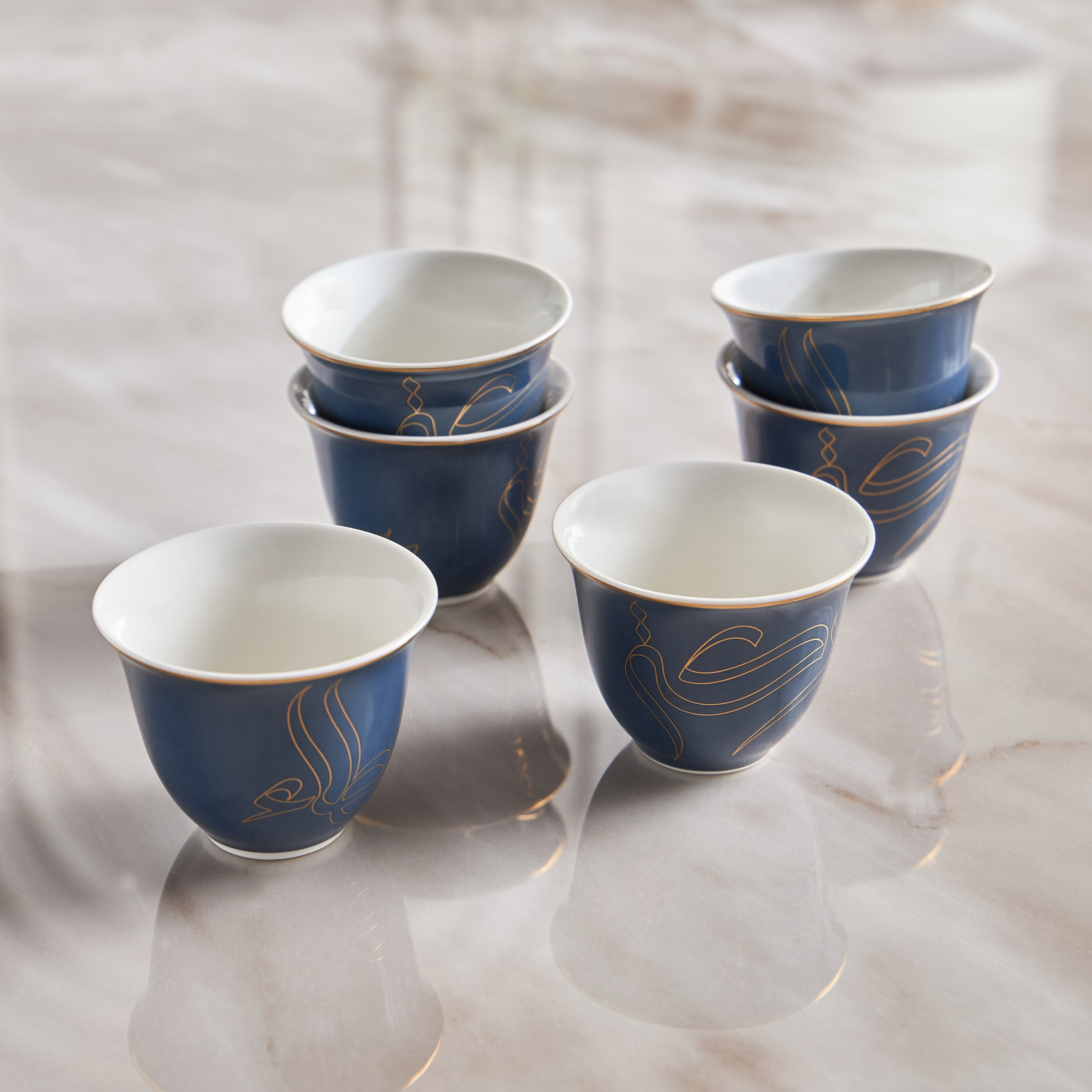 Diaa Allam-Ehsan 6-Piece New Bone China Qahwa Set - 70 ml-household-dining-teaandcoffee-teaandcoffeesets-image-1