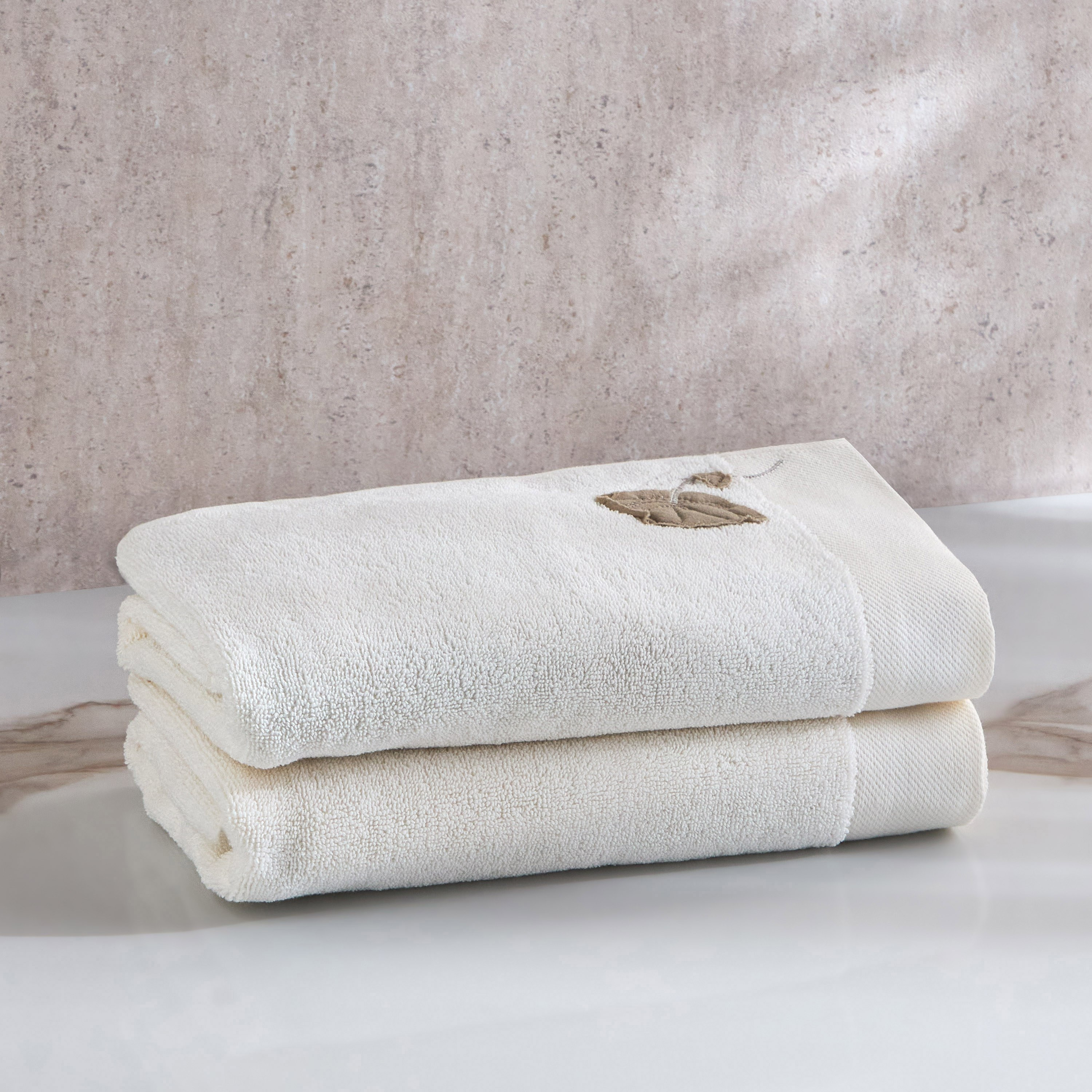 طقم مناشف يد قطن تركي 550 جرام لكل متر مربع قطعتين - ريكو - 50x90 سم-household-bathandlaundry-bathlinen-towels-image-1