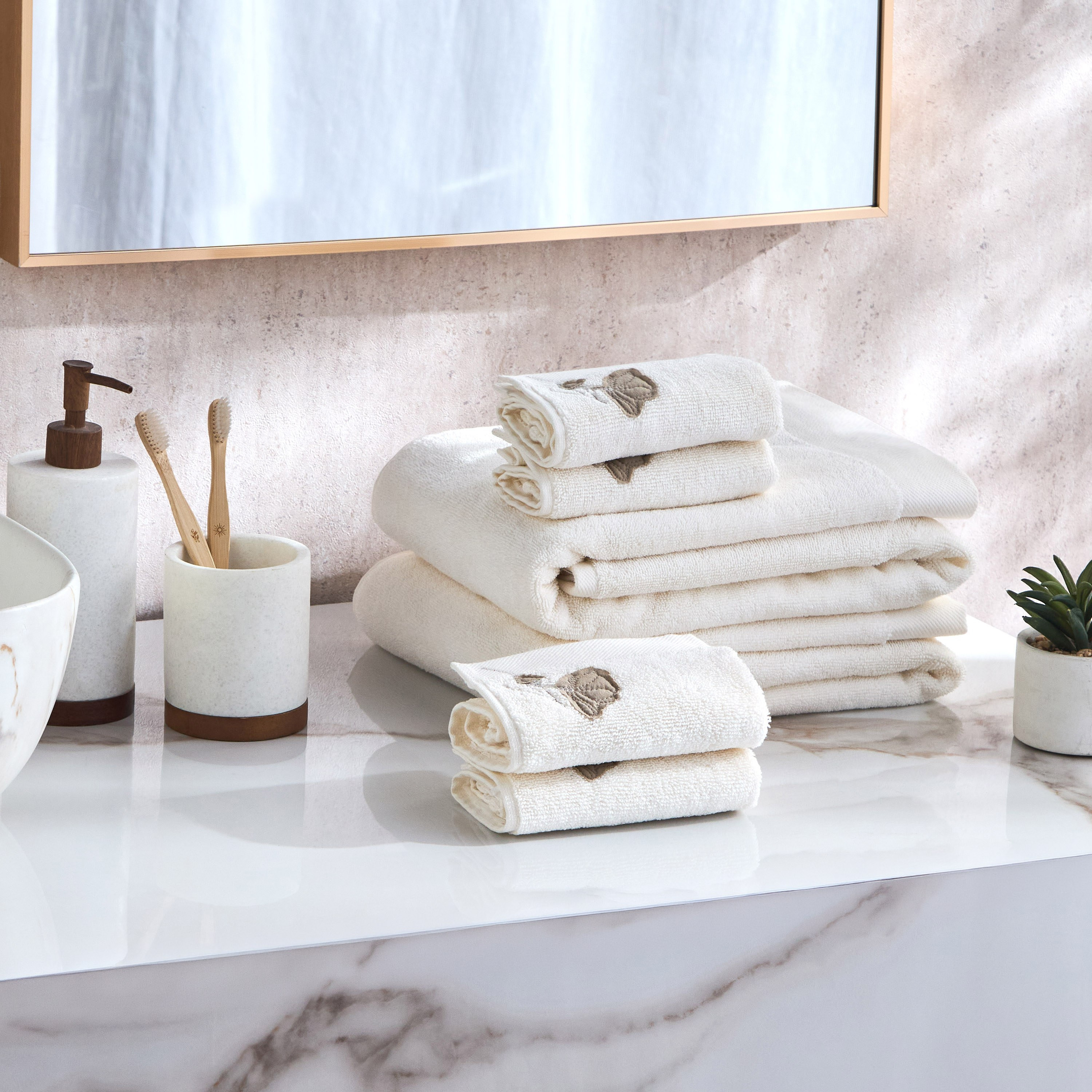طقم مناشف يد قطن تركي 550 جرام لكل متر مربع قطعتين - ريكو - 50x90 سم-household-bathandlaundry-bathlinen-towels-image-7
