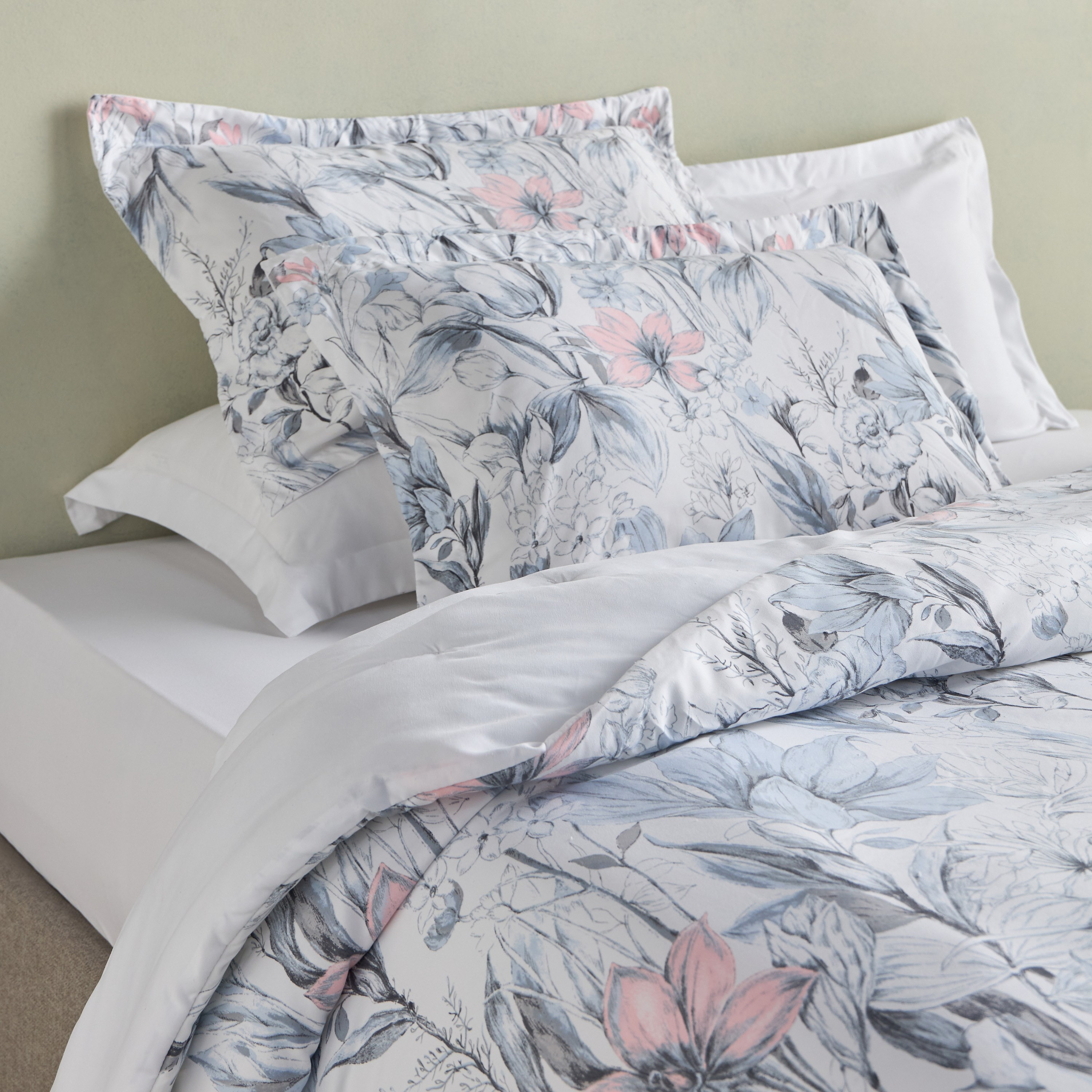 Belen Floral Print 6-Piece Super King Comforter and Sheet Set - 240x260 cm-household-bedding-comfortersandbedspreads-bedinabag-image-1
