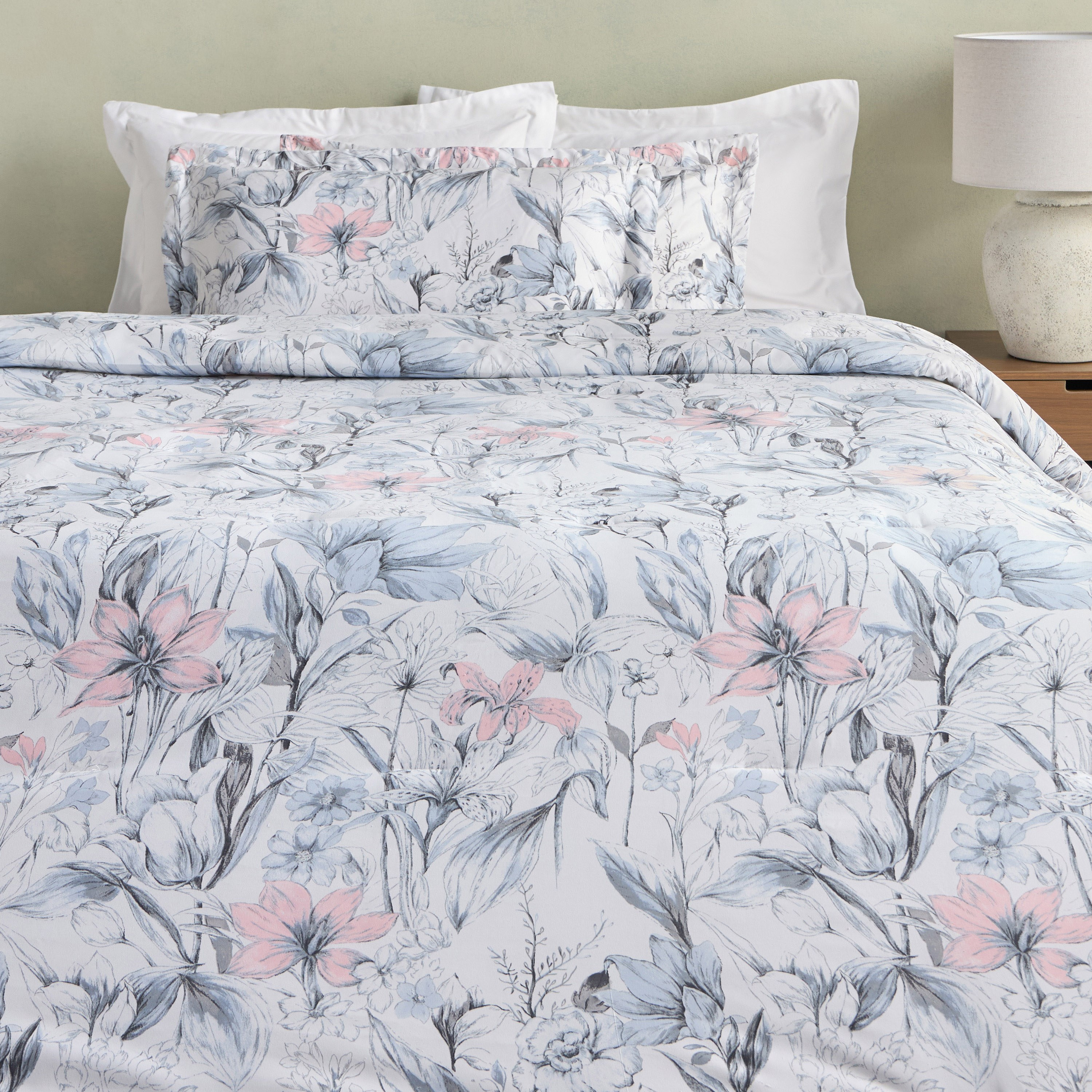 Belen Floral Print 6-Piece Super King Comforter and Sheet Set - 240x260 cm-household-bedding-comfortersandbedspreads-bedinabag-image-2