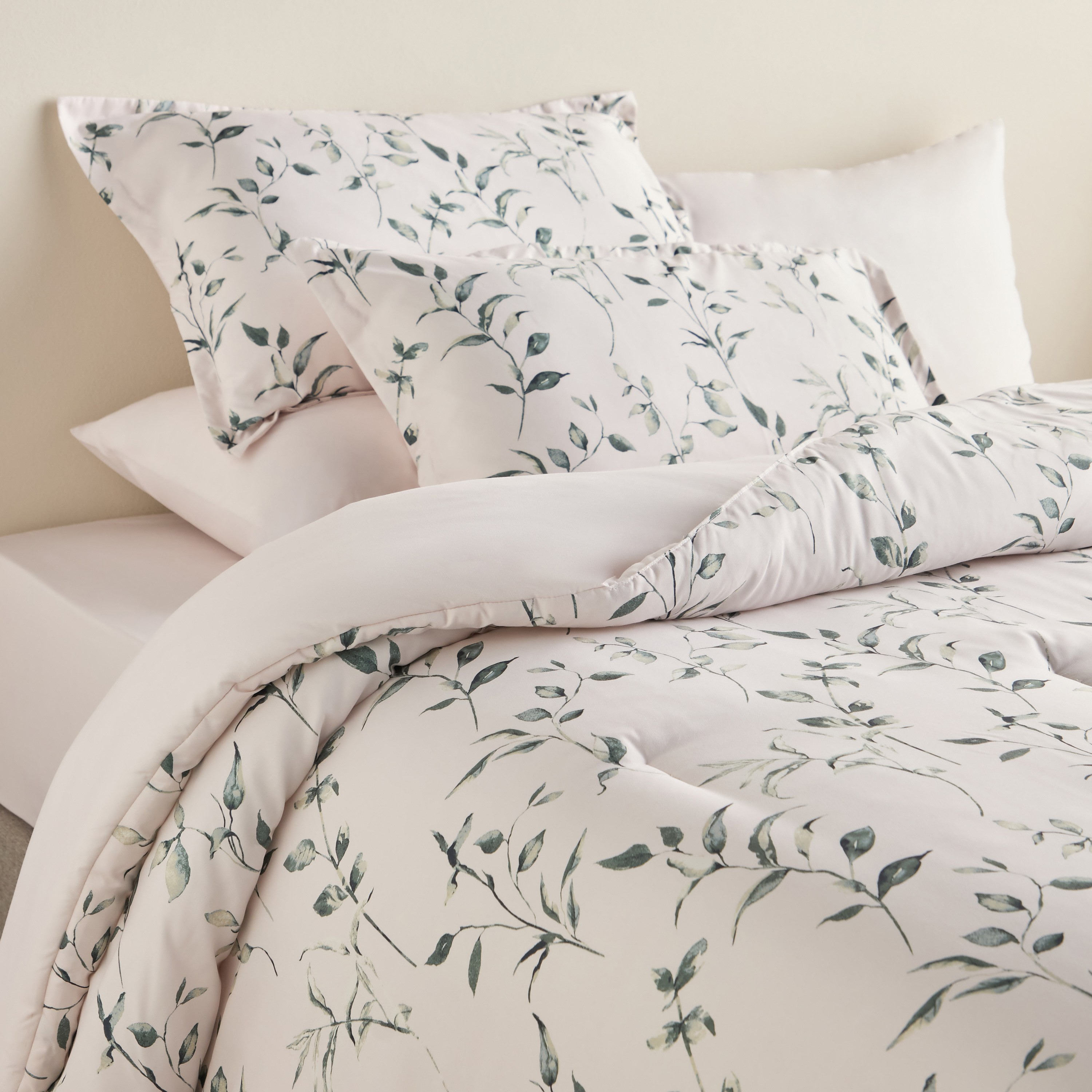 Inara Leafy Printed 6-Piece King Comforter and Sheet Set - 220x240 cm-household-bedding-comfortersandbedspreads-bedinabag-image-1