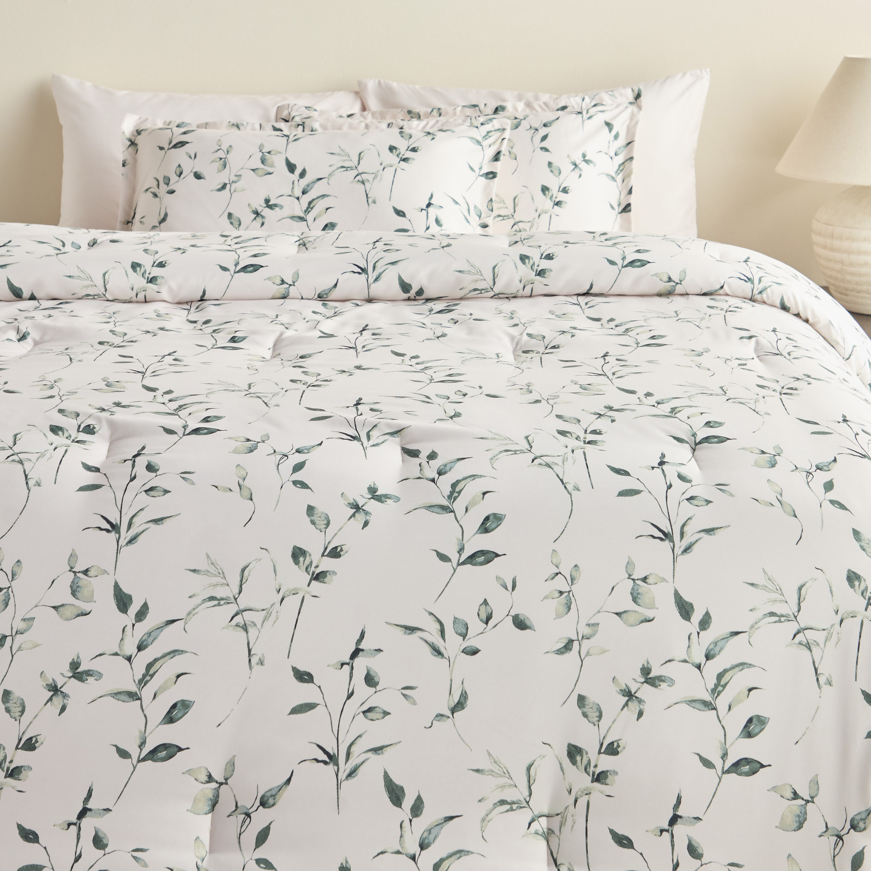 Inara Leafy Printed 6-Piece King Comforter and Sheet Set - 220x240 cm-household-bedding-comfortersandbedspreads-bedinabag-image-2
