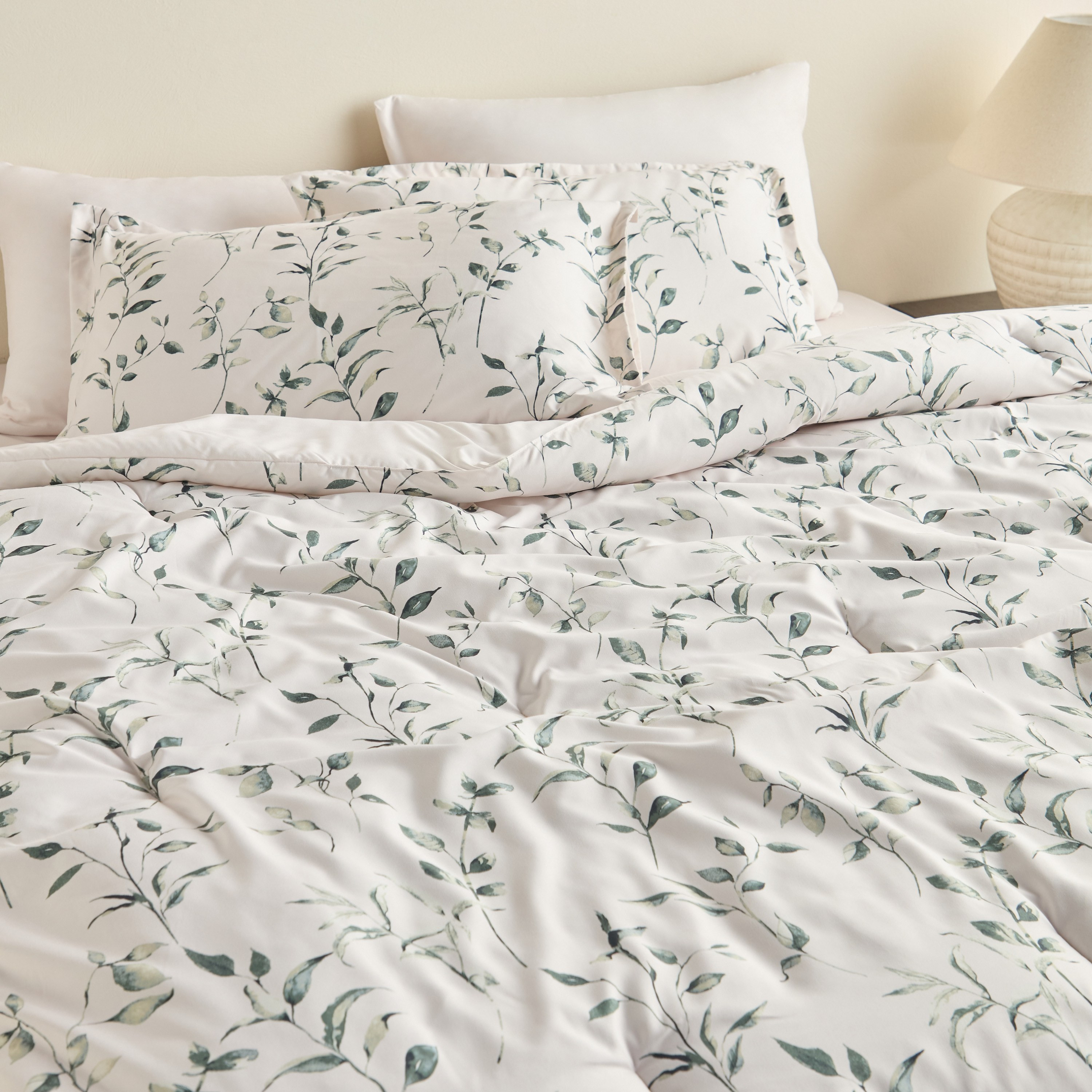 Inara Leafy Printed 6-Piece King Comforter and Sheet Set - 220x240 cm-household-bedding-comfortersandbedspreads-bedinabag-image-7