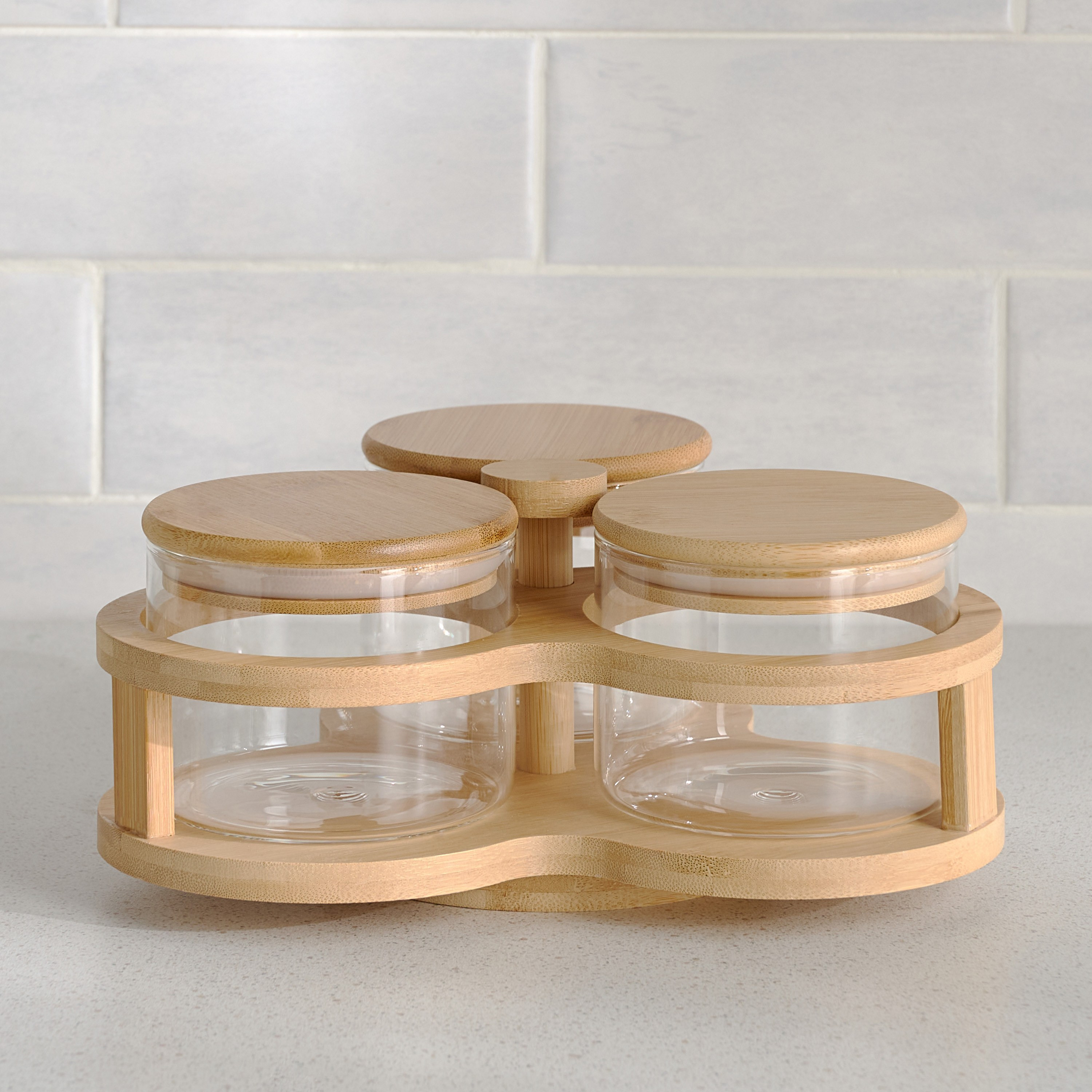 Sylvia 3-Piece Jar Set with Lazy Susan - 380 ml-household-kitchen-foodstorage-pantryandstorage-image-1