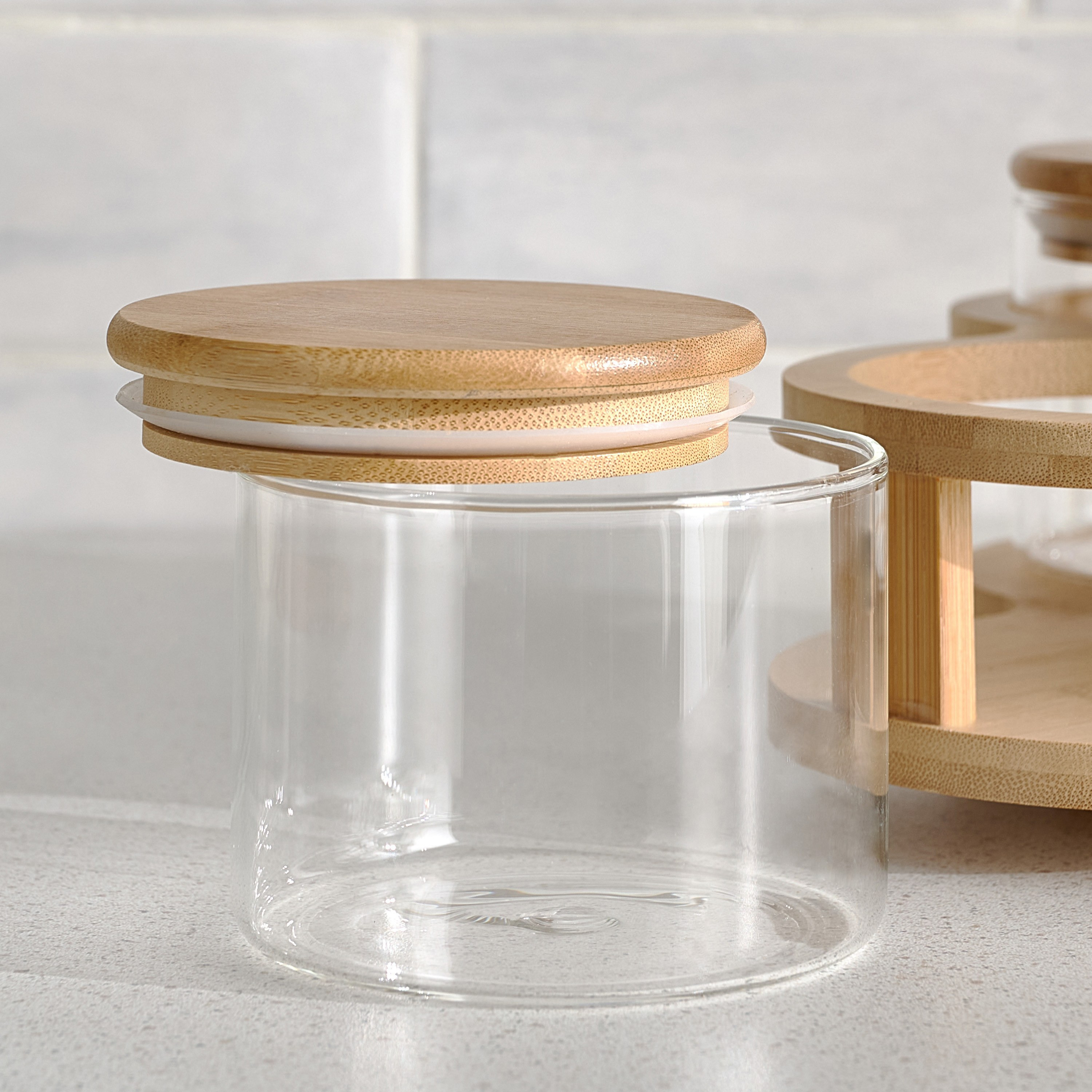 Sylvia 3-Piece Jar Set with Lazy Susan - 380 ml-household-kitchen-foodstorage-pantryandstorage-image-2