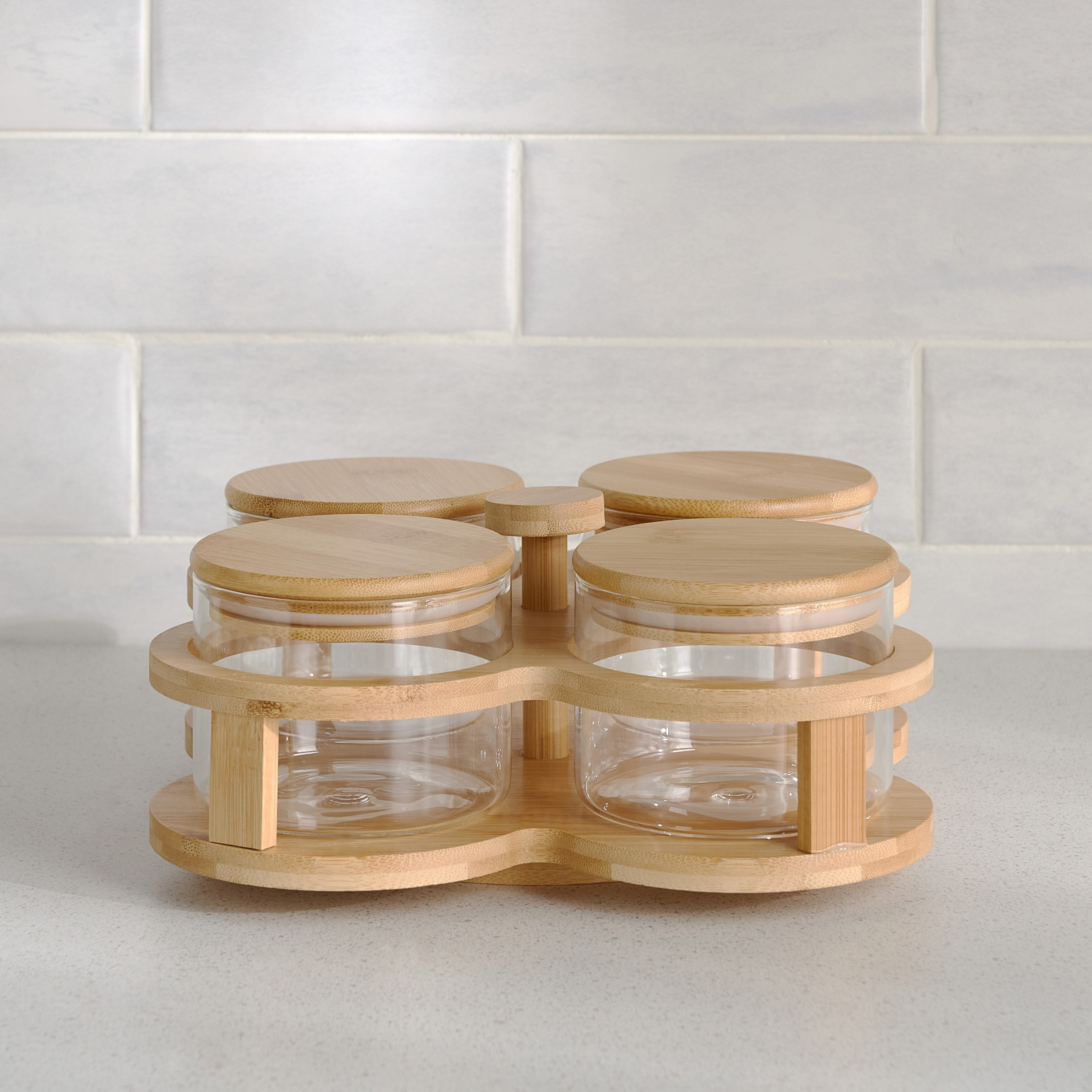 Sylvia 4-Piece Jar Set with Lazy Susan - 380 ml-household-kitchen-foodstorage-pantryandstorage-image-1