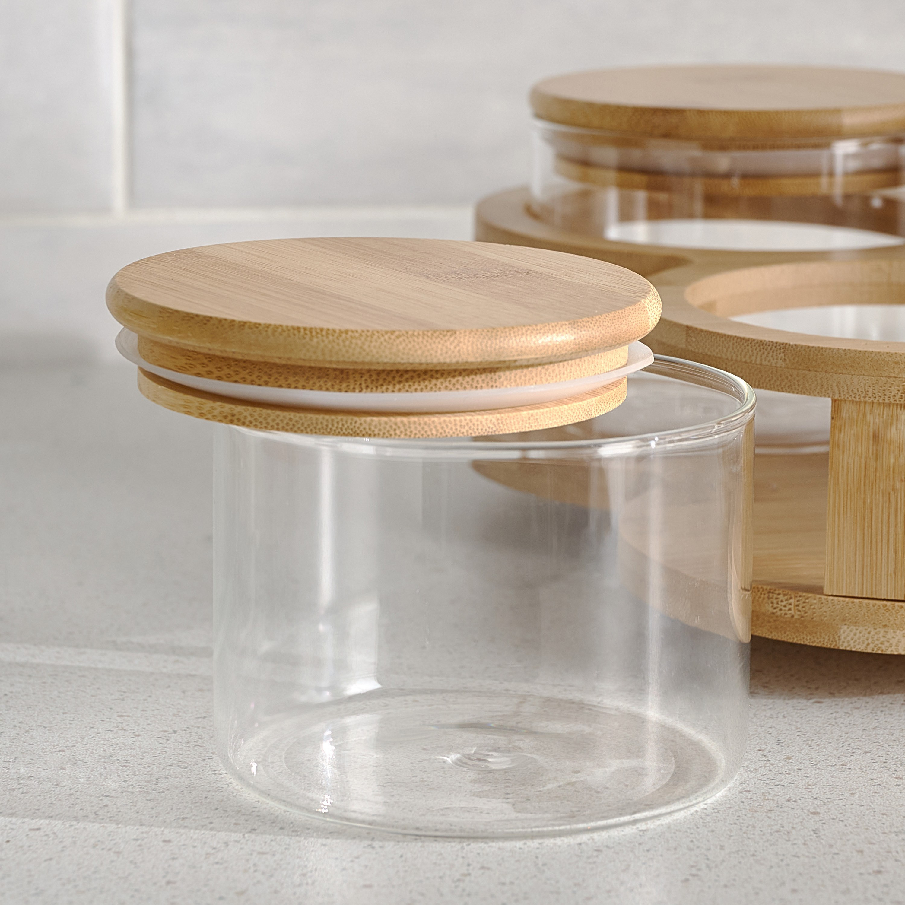 Sylvia 4-Piece Jar Set with Lazy Susan - 380 ml-household-kitchen-foodstorage-pantryandstorage-image-2