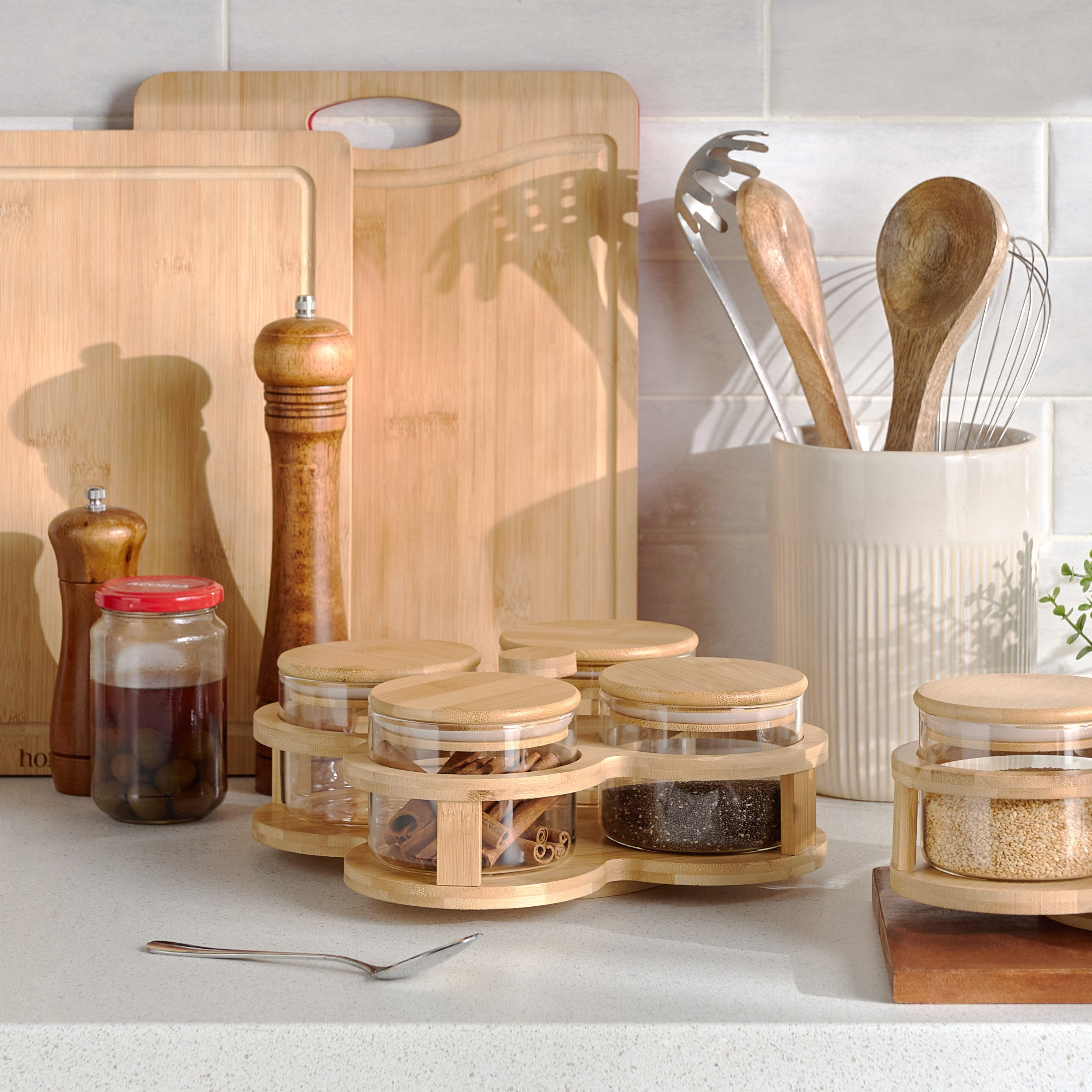 Sylvia 4-Piece Jar Set with Lazy Susan - 380 ml-household-kitchen-foodstorage-pantryandstorage-image-4