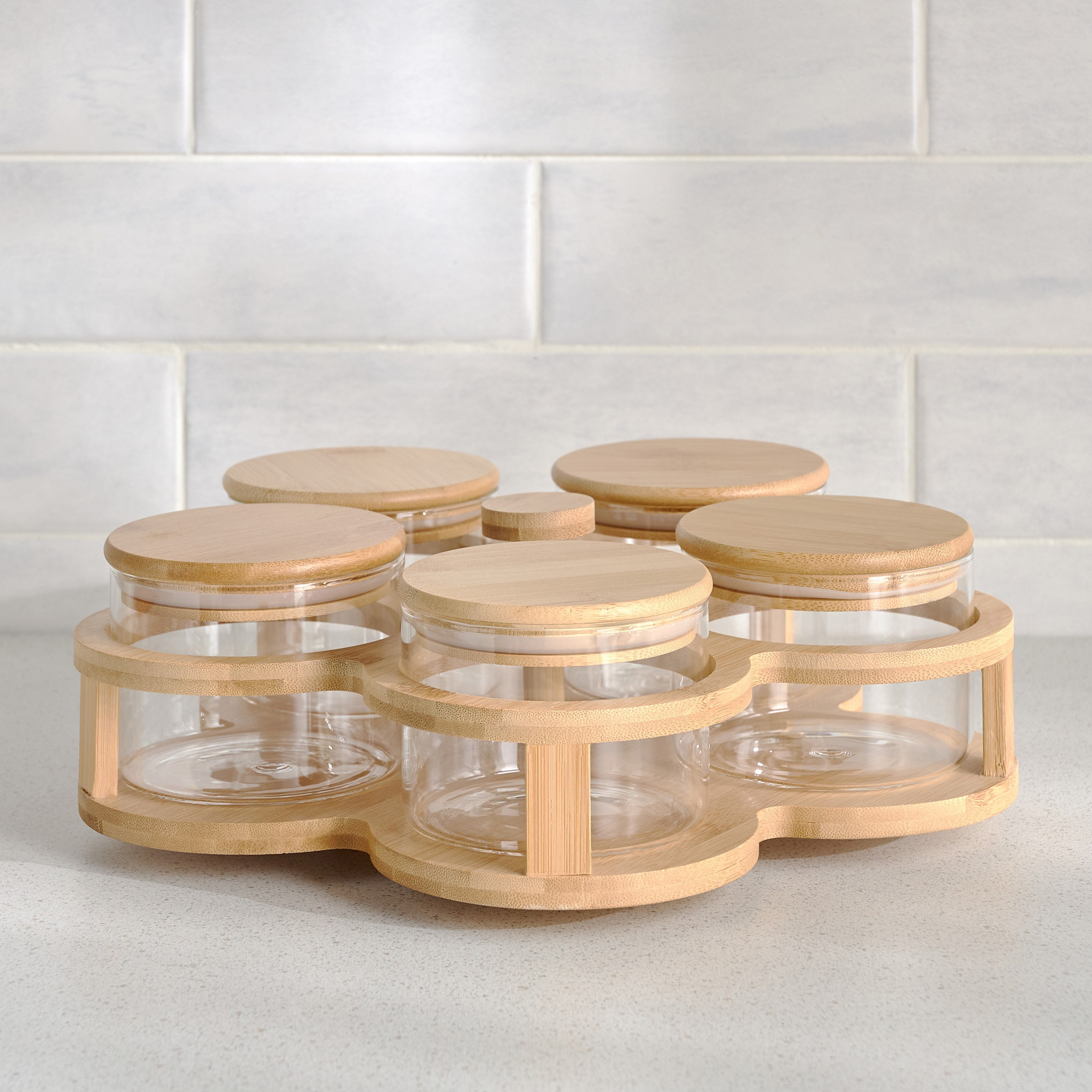 Sylvia 5-Piece Jar Set with Lazy Susan - 380 ml-household-kitchen-foodstorage-pantryandstorage-image-1