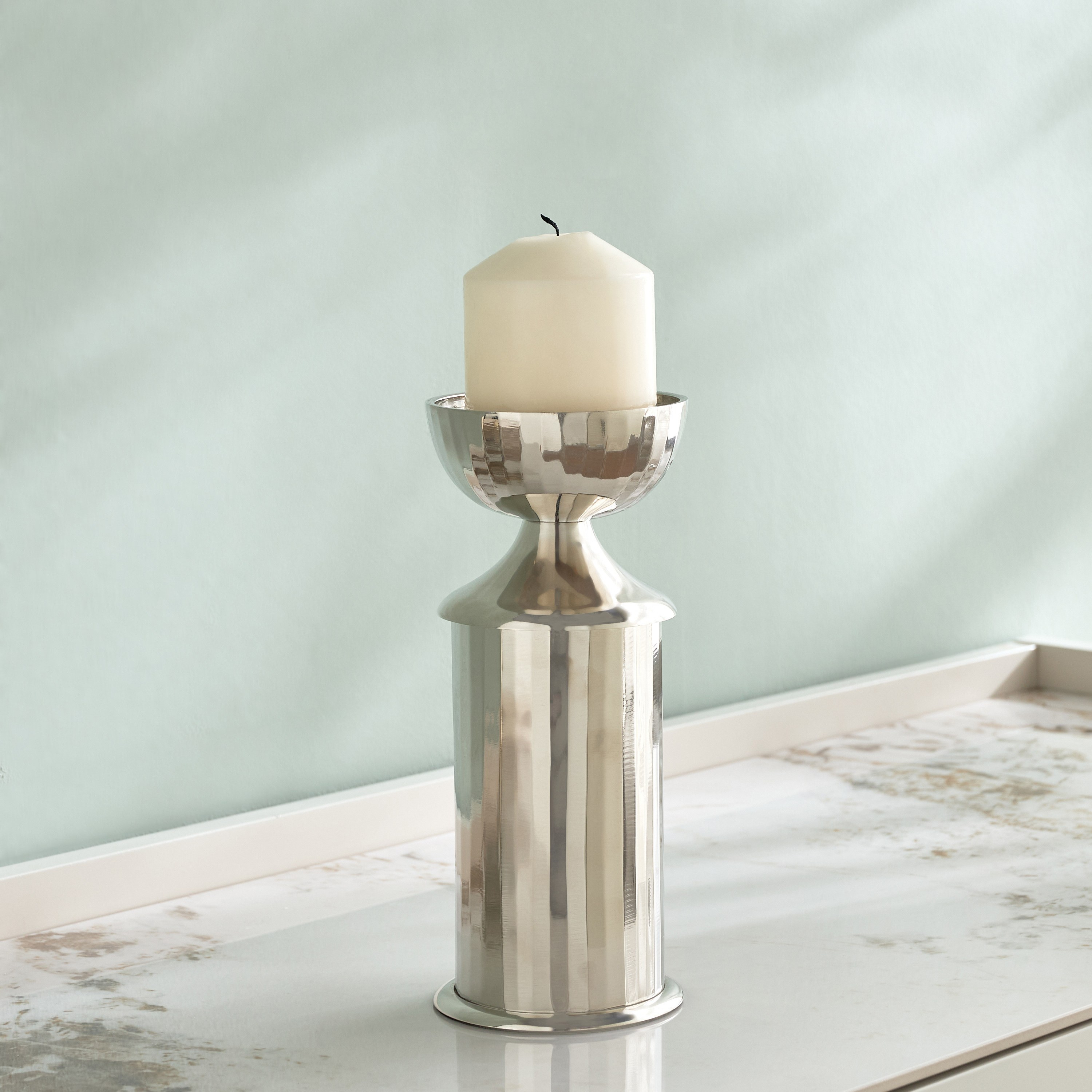 Orientale Diana Metal Pillar Candleholder - 22 cm
