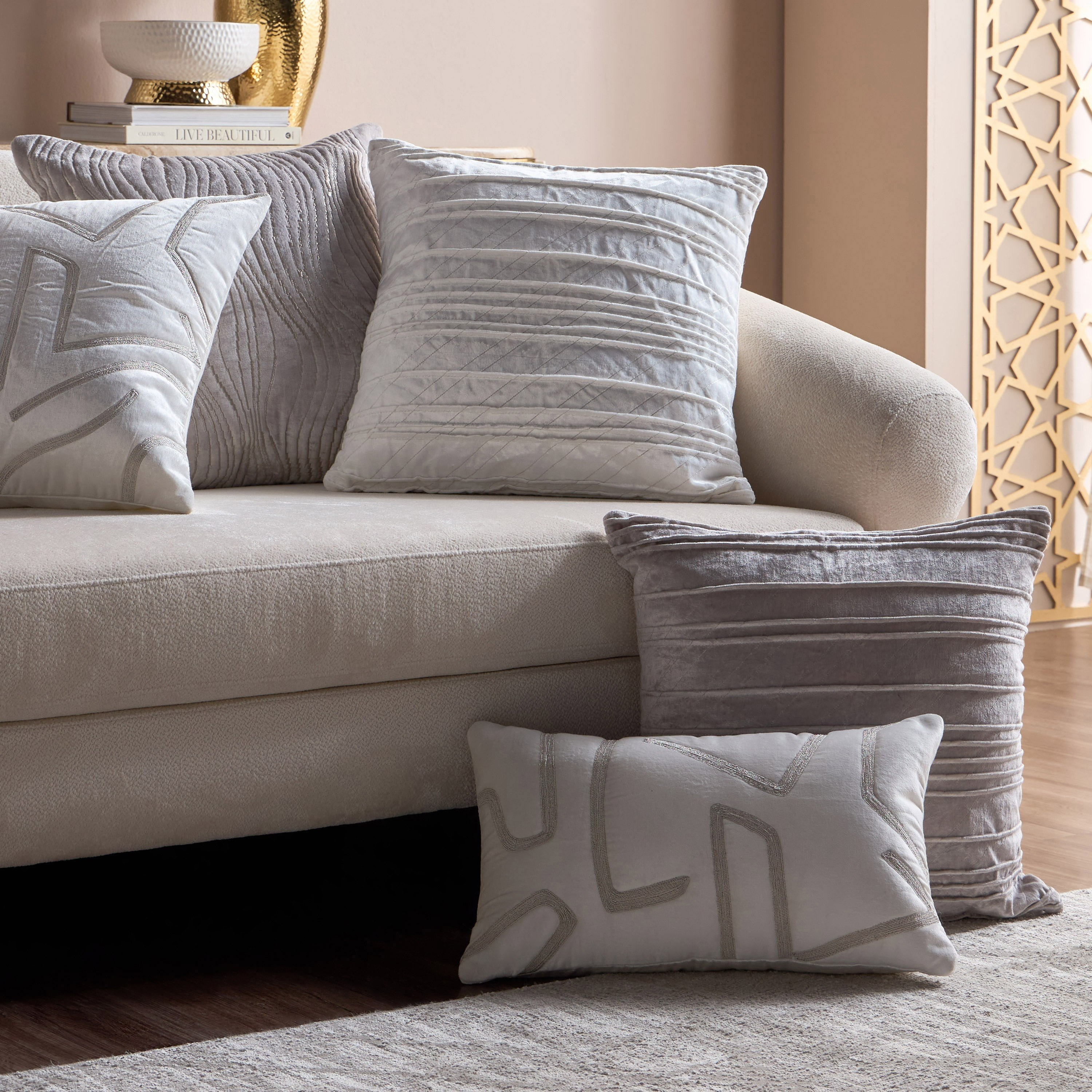 Amirah Abstract Embroidered Quilted Cushion Cover - 50x50 cm-household-cushionsandthrows-cushioncovers-image-4