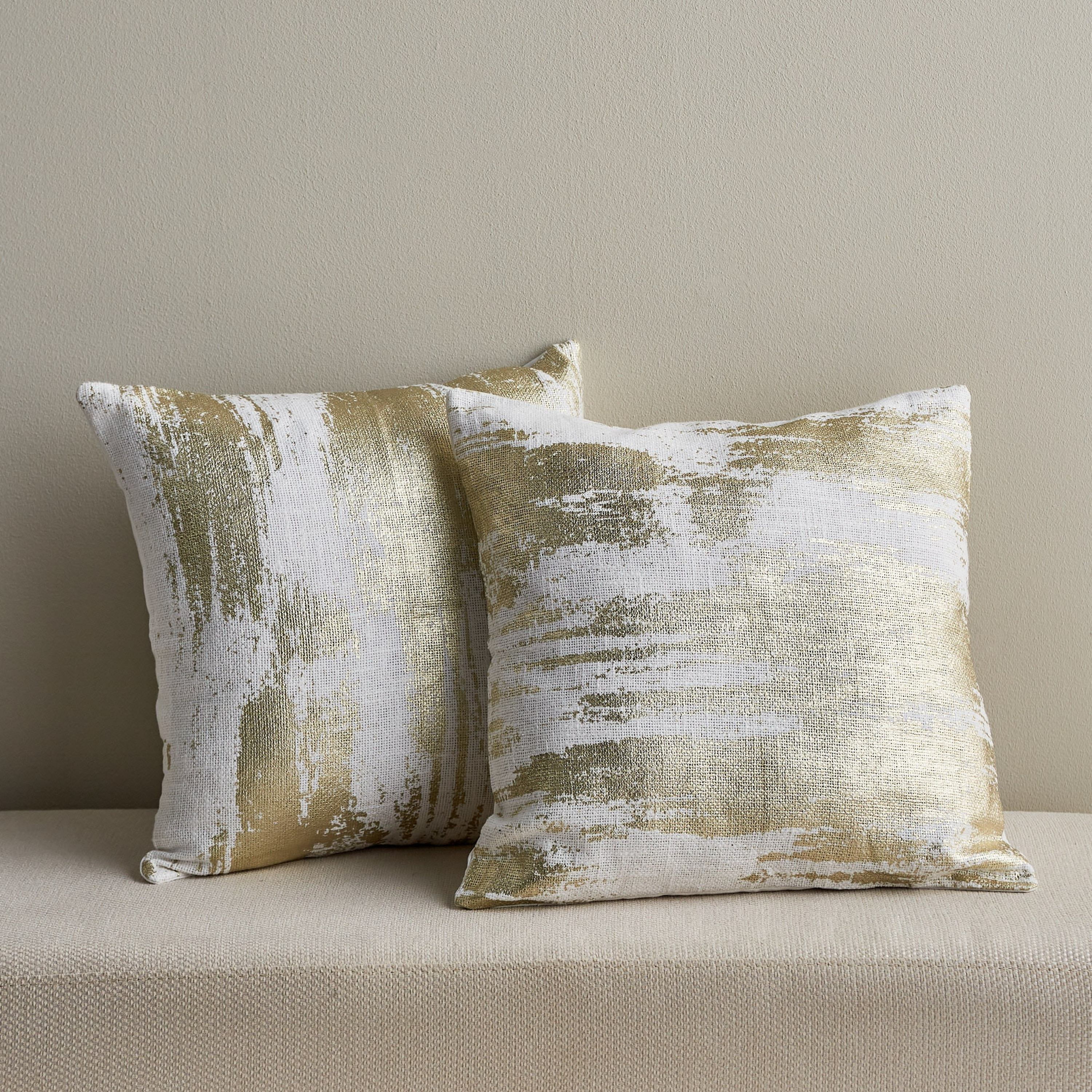 Bronzing 2-Piece Foil Printed Filled Cushion Set - 45x45 cm-household-cushionsandthrows-filledcushions-decorativecushions-image-1
