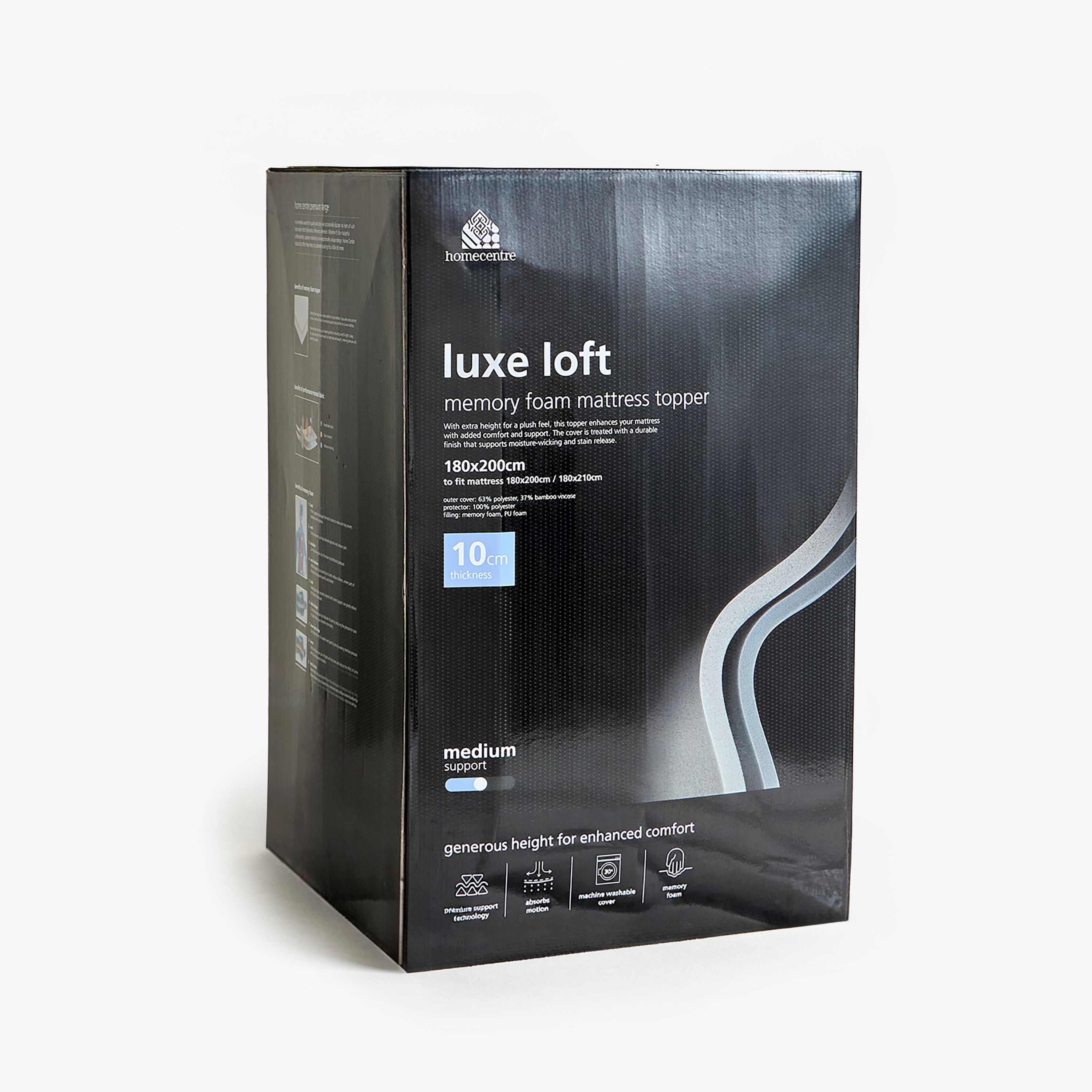 طبقة علوية للمرتبة من الميموري فوم كينج - لوكس لوفت - 180×200×10 سم-household-bedding-mattresstoppersandprotectors-mattresstoppers-image-4