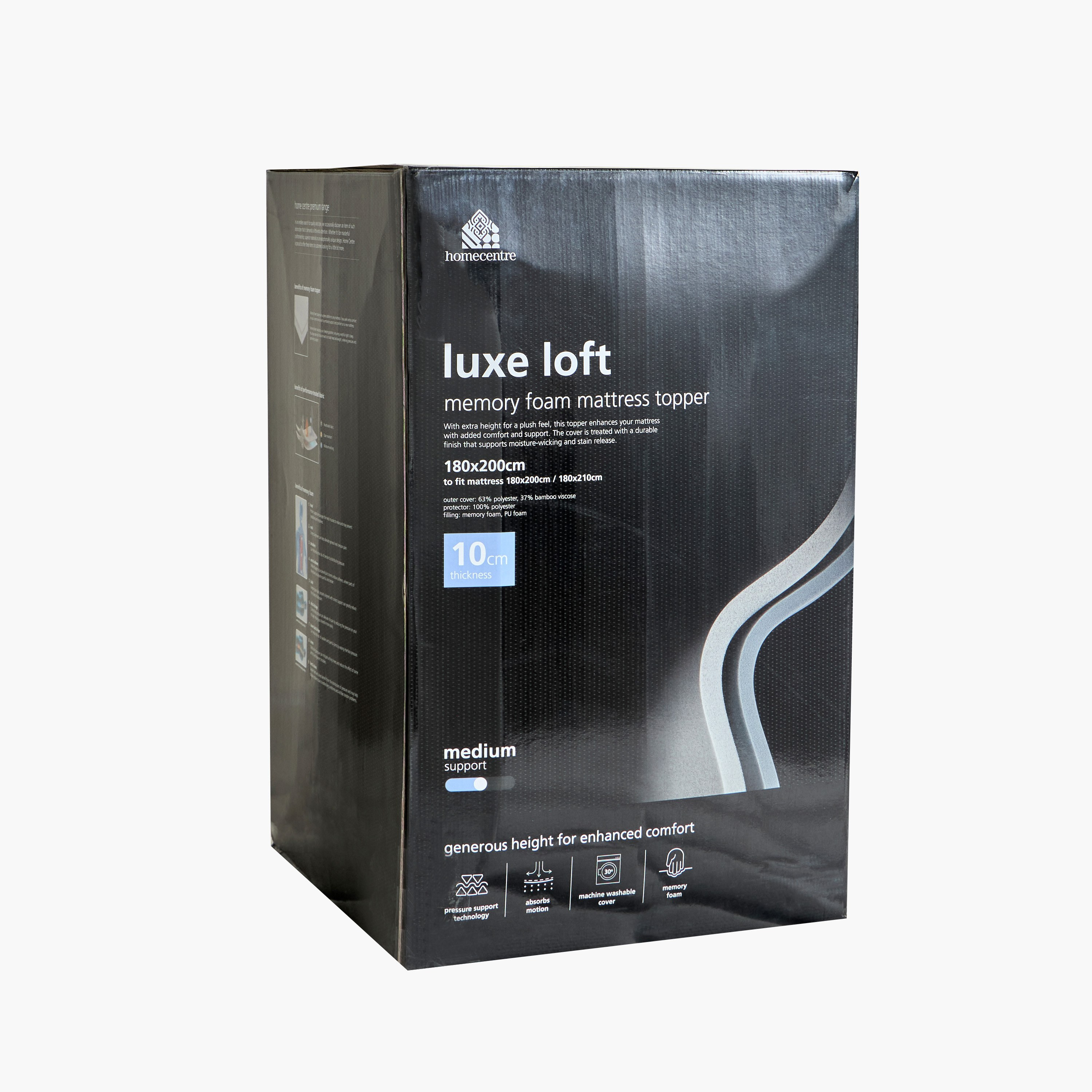لبادة مرتبة ميموري فوم مقاس كوين - لوكس لوفت - 160x200x10 سم-household-bedding-mattresstoppersandprotectors-mattresstoppers-image-4