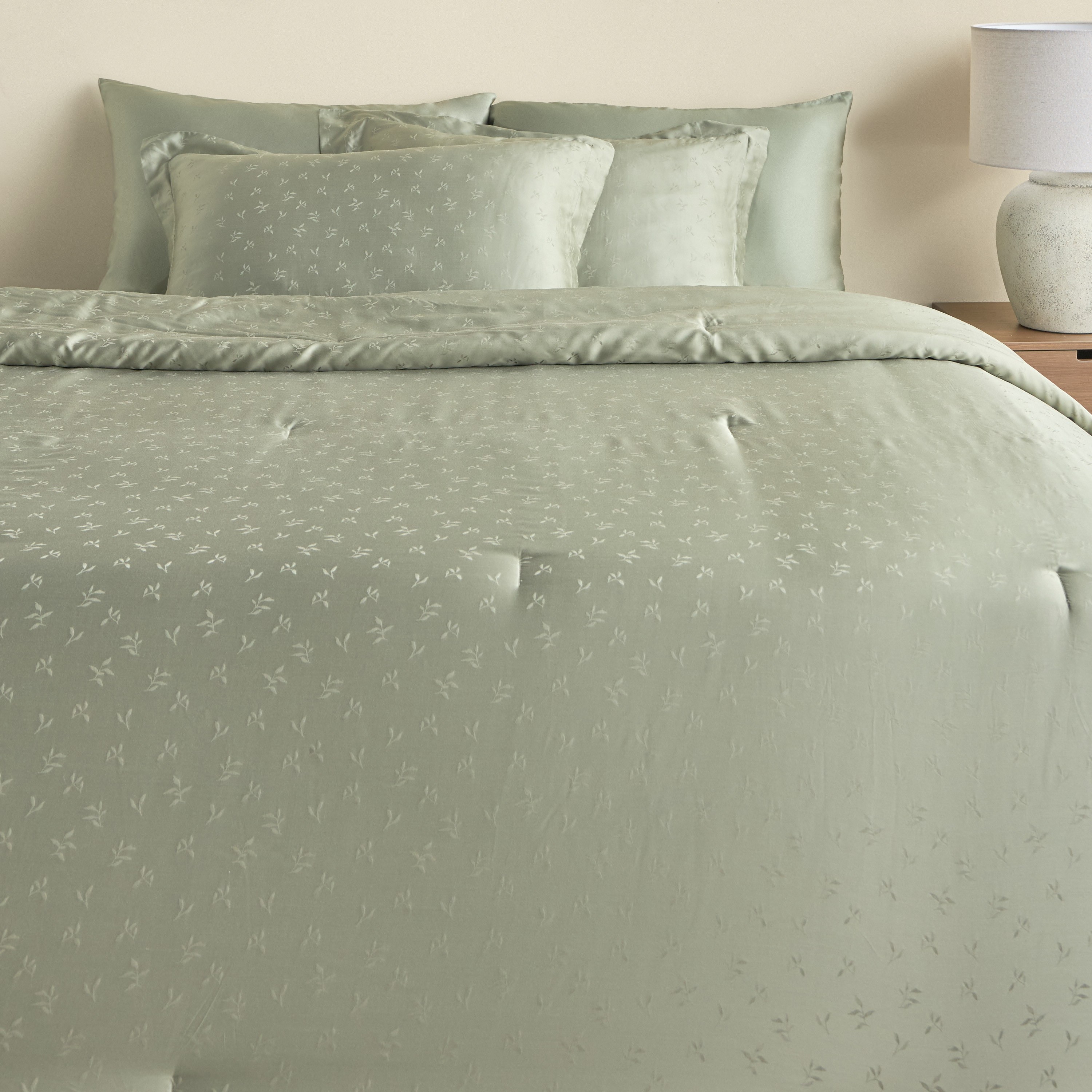 طقم لحاف وشرشف سوبر كينج تينسيل ليوسيل جاكار 6 قطع - فوليا من إيرسوفت - 240x260 سم-household-bedding-comfortersandbedspreads-bedinabag-image-2