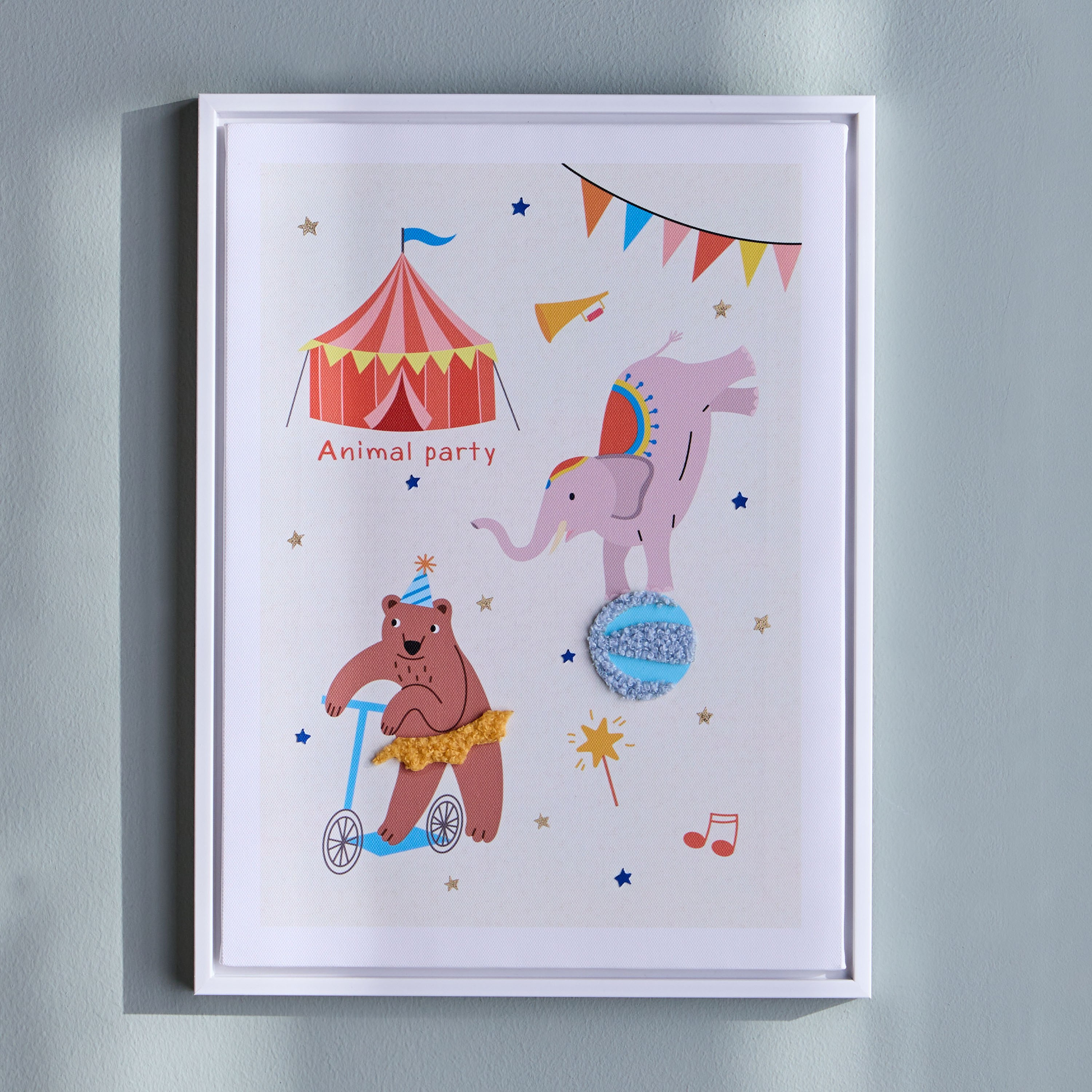 لوحة كانفاس مؤطرة بتصميم حيوانات وسيرك - كرنفال - 30x40 سم-kids-decorandlighting-decor-walldecor-image-1