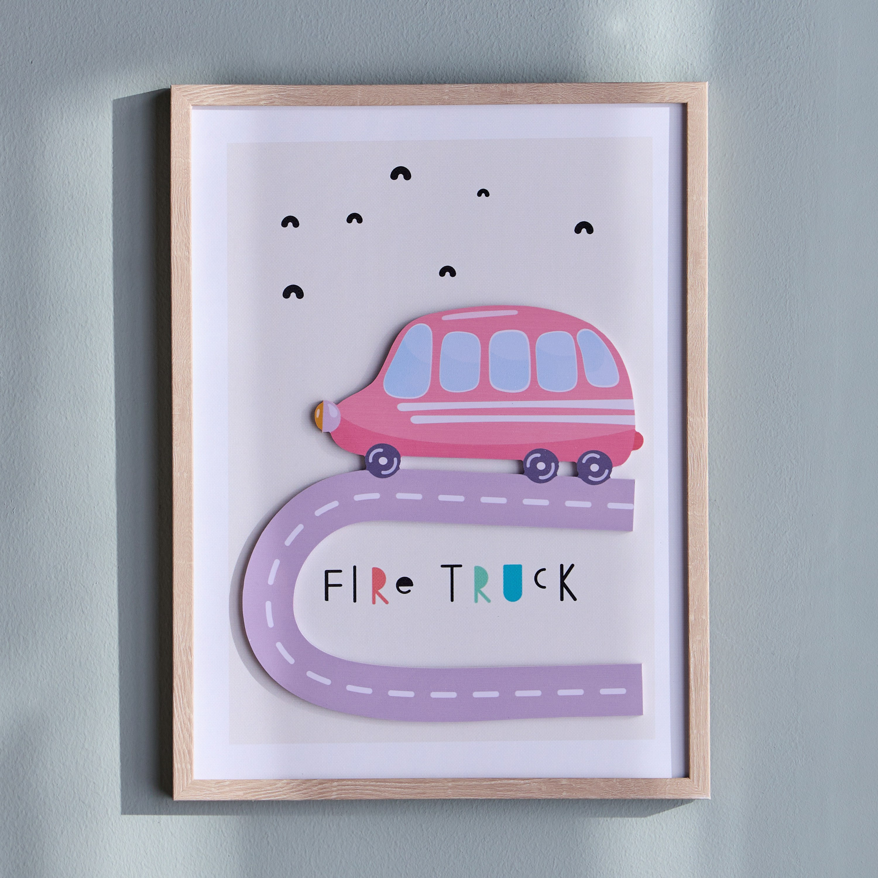 Beep Fire Truck 3D Objects Framed Canvas Wall Art - 30x40 cm