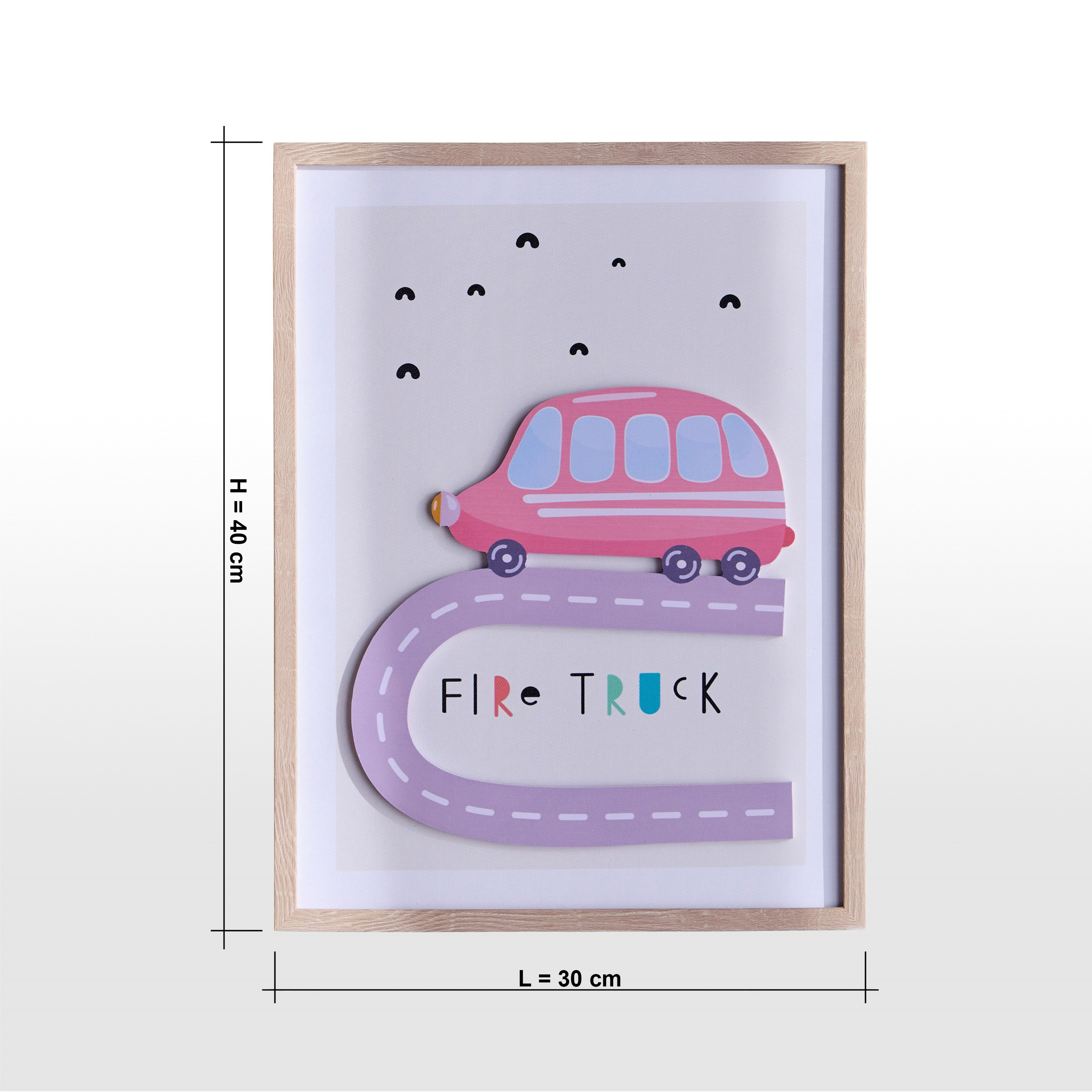 Beep Fire Truck 3D Objects Framed Canvas Wall Art - 30x40 cm-kids-decorandlighting-decor-wallart-image-4