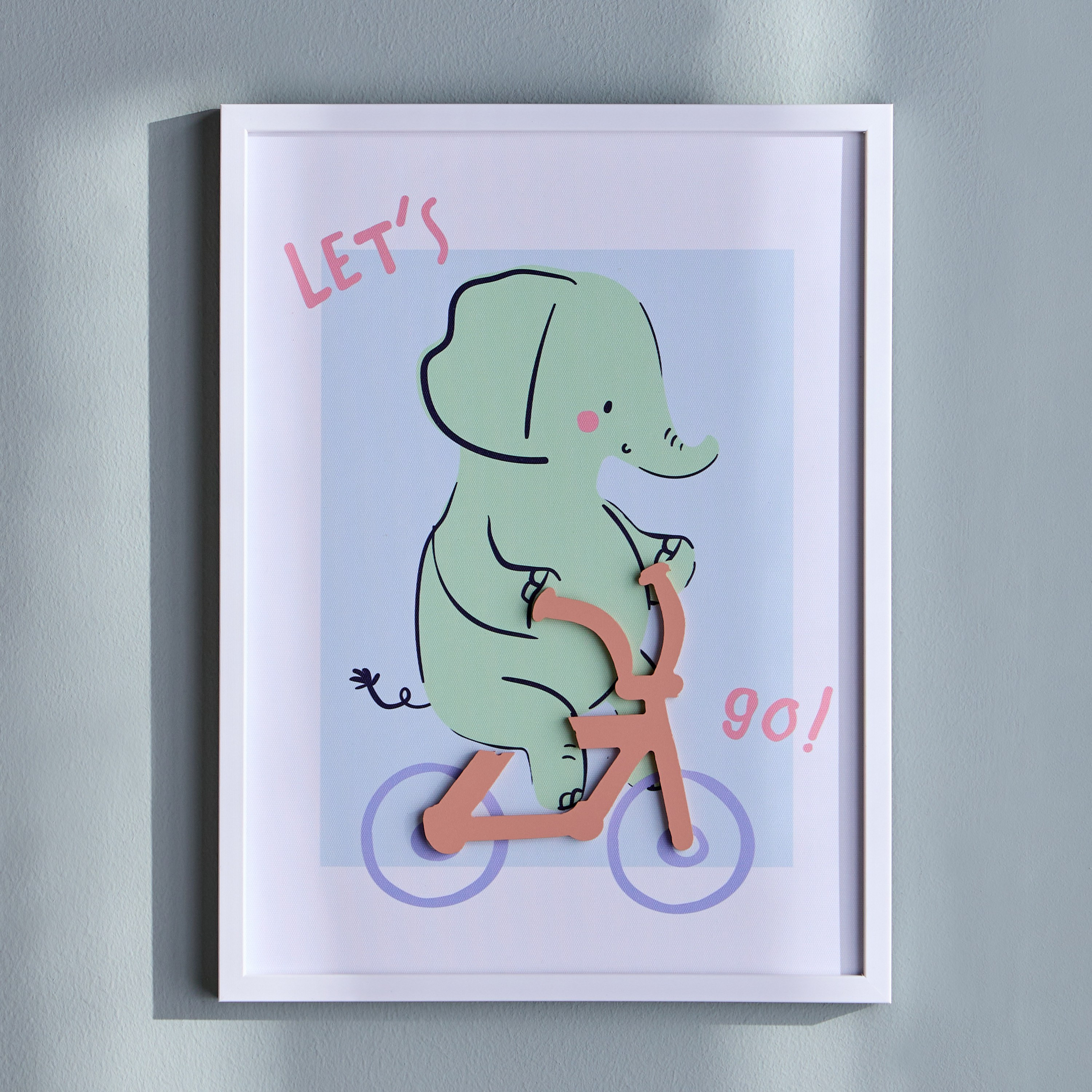 Let's Go Elephant Framed Canvas Wall Art - 30x40 cm