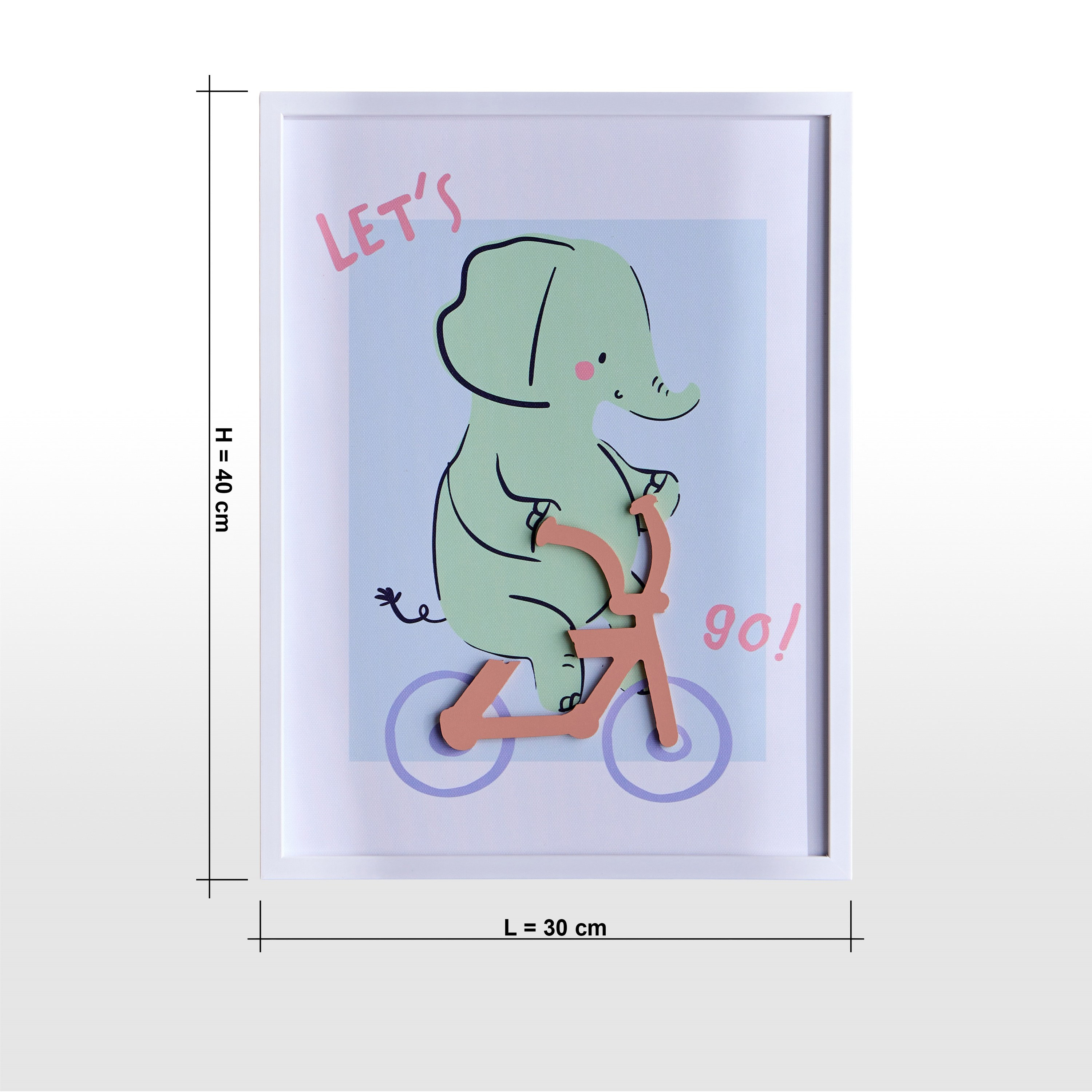 Let's Go Elephant Framed Canvas Wall Art - 30x40 cm-kids-decorandlighting-decor-wallart-image-4