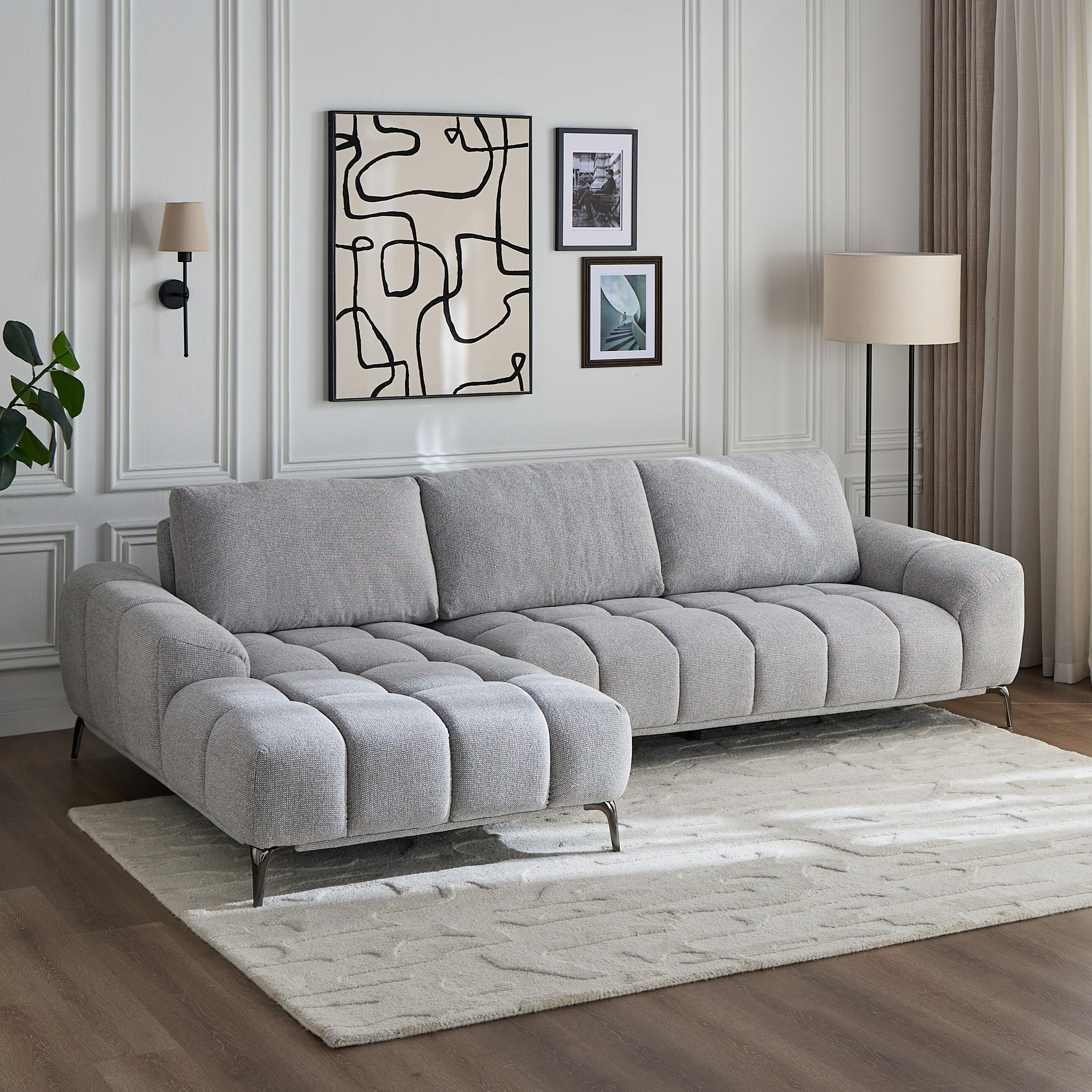 Vertex 3-Seater Fabric Left Corner Sofa