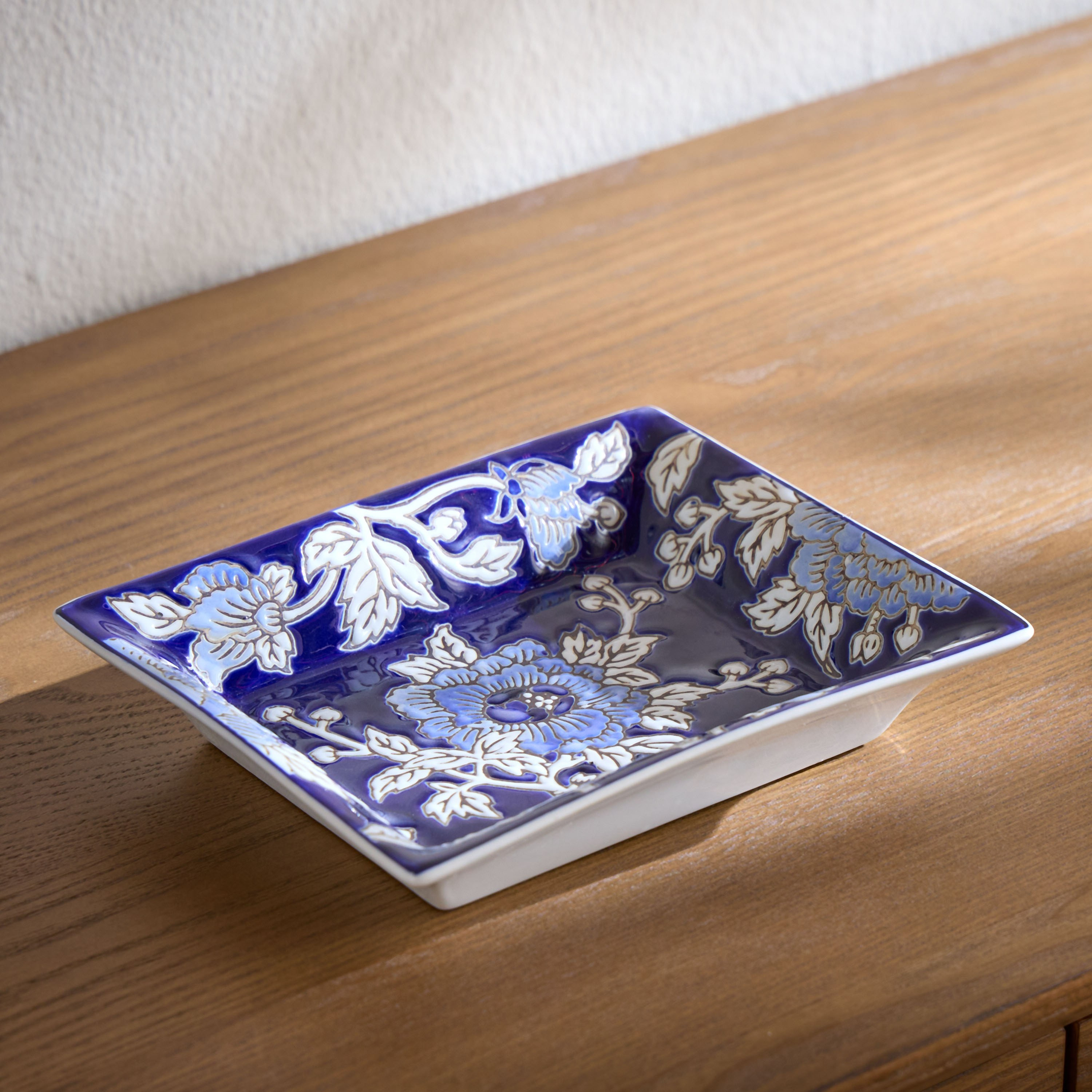 Orientale Sakura Chinoiserie Porcelain Decorative Tray-household-decor-boxesandtrays-image-1