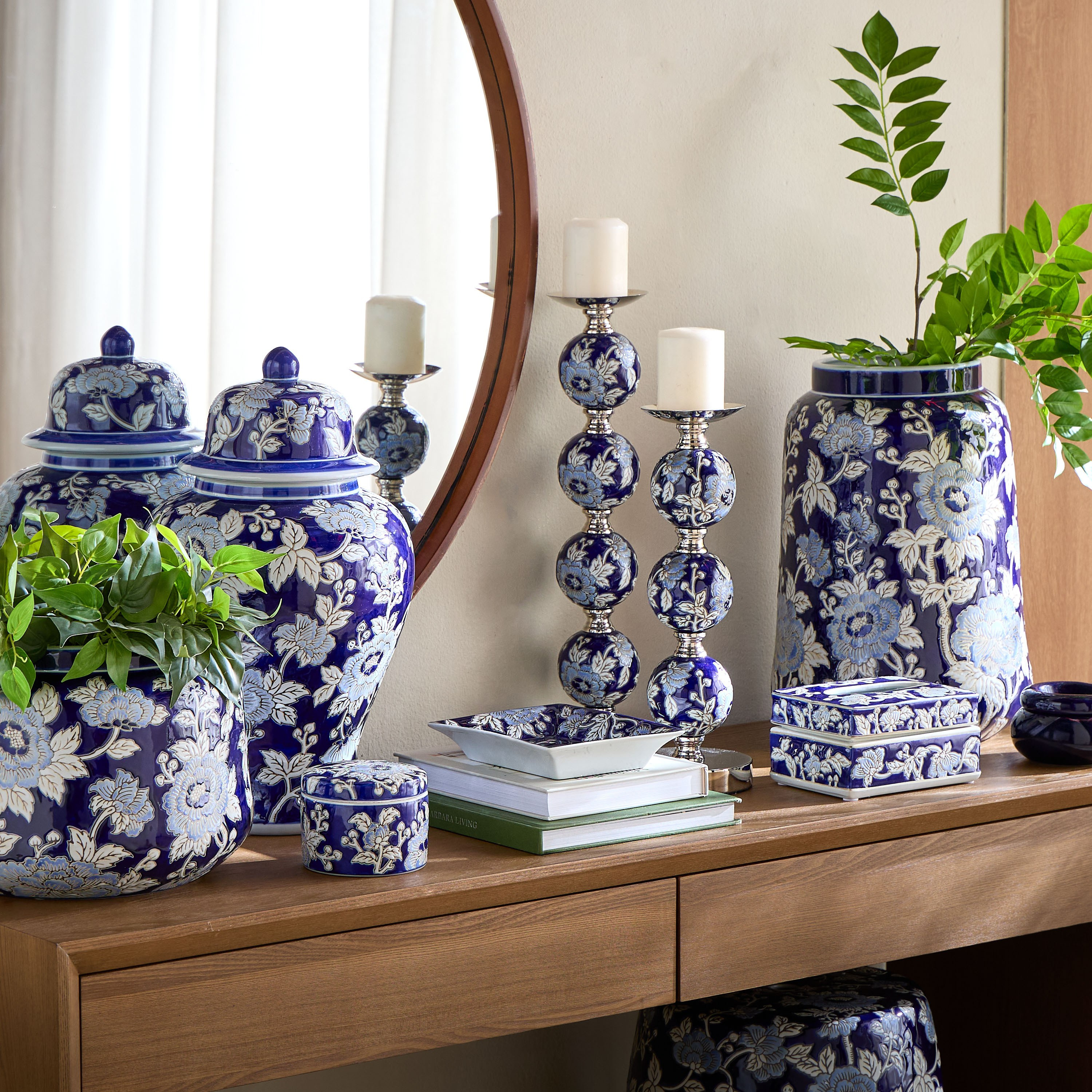 Orientale Sakura Chinoiserie Porcelain Decorative Tray-household-decor-boxesandtrays-image-3