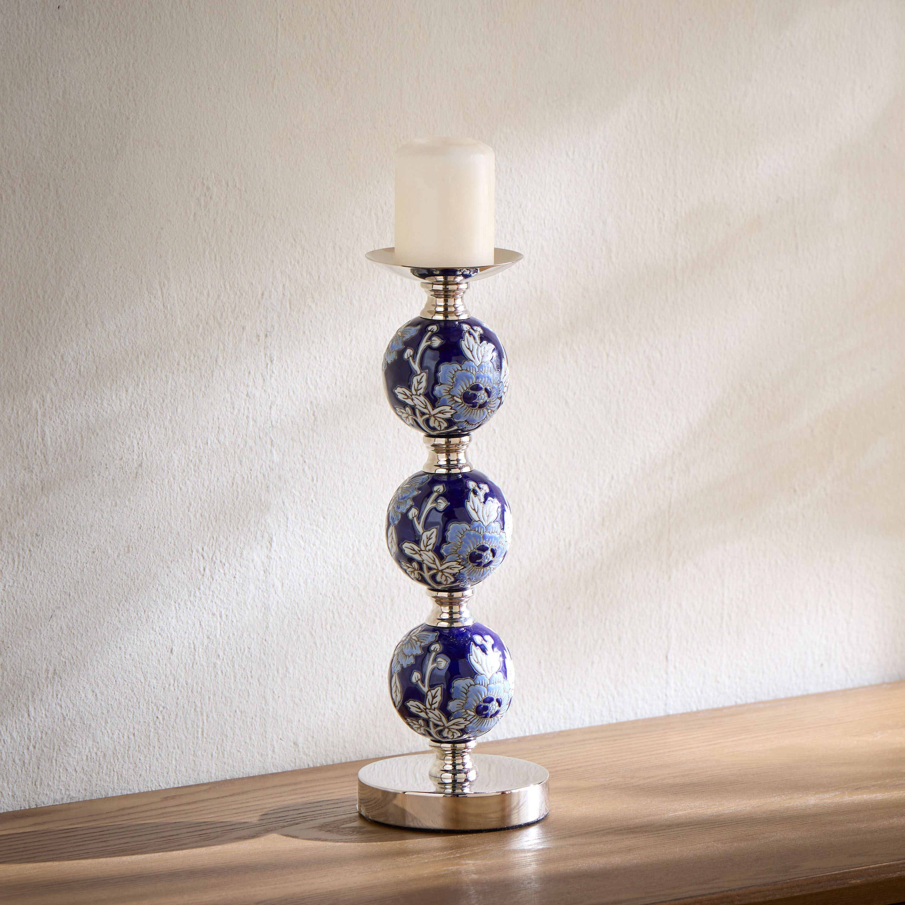 Orientale Sakura Chinoiserie Pillar Candleholder - 12 cm-household-decor-candleholdersandlanterns-image-1