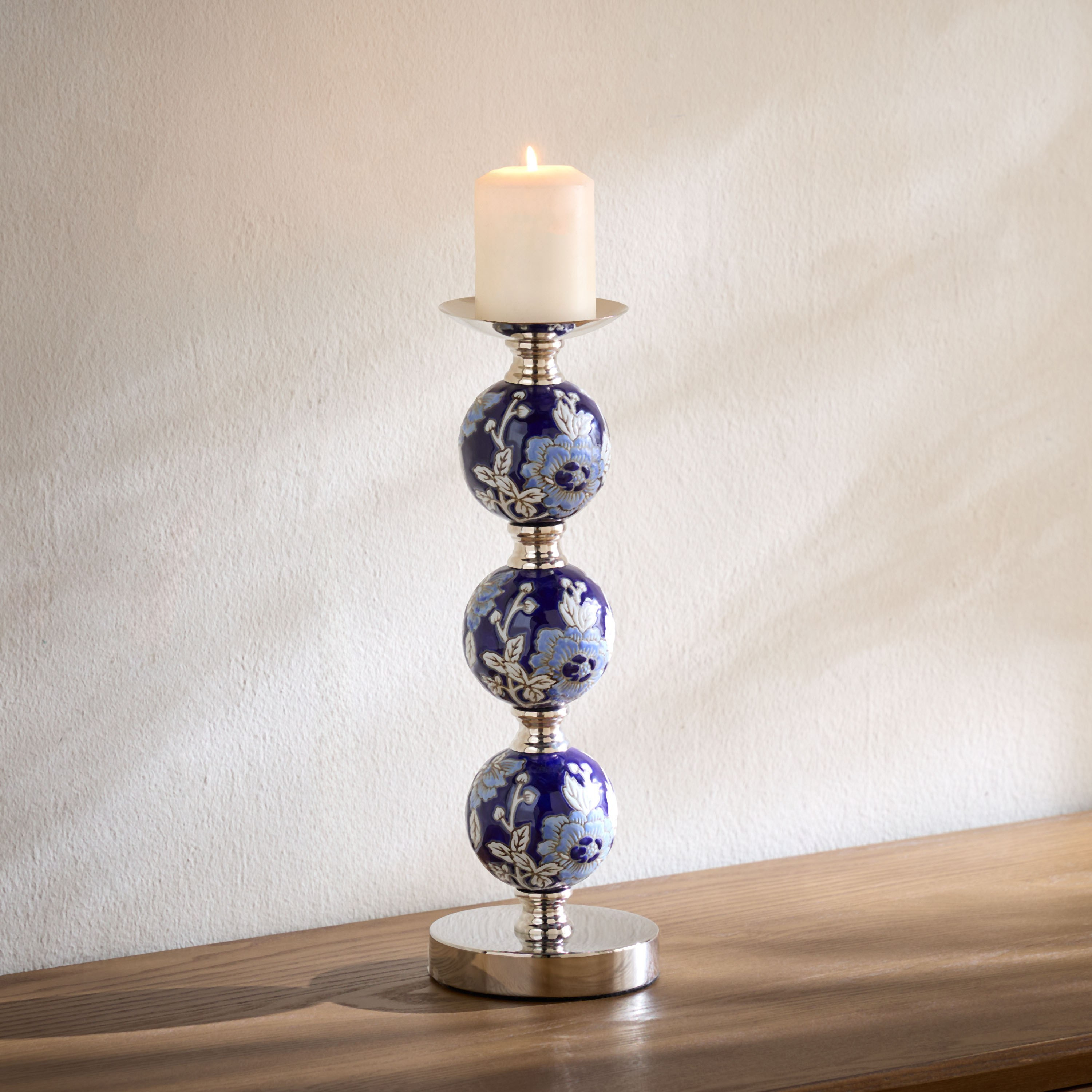 Orientale Sakura Chinoiserie Pillar Candleholder - 12 cm-household-decor-candleholdersandlanterns-image-2